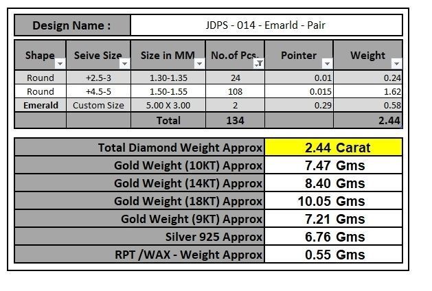 Custom Emerald Shape Stepping Diamond Studs - Earrings 16mm 3D print model_18