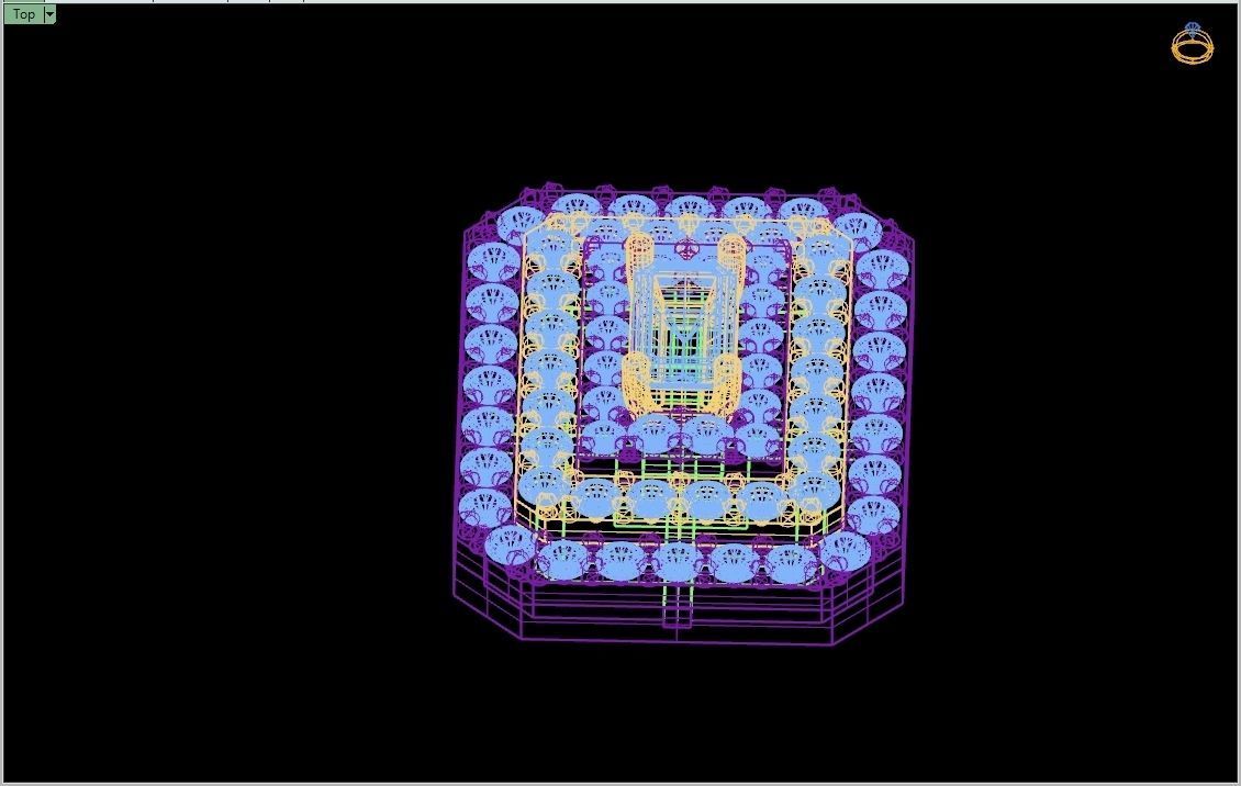 Custom Emerald Shape Stepping Diamond Studs - Earrings 16mm 3D print model_14