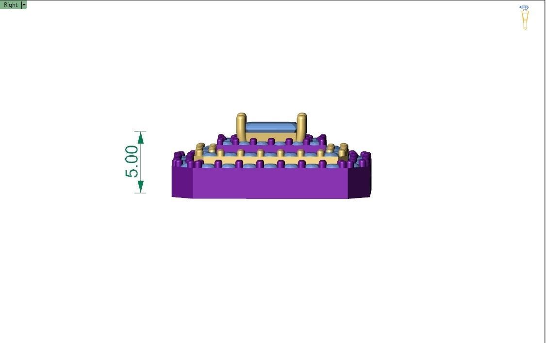 Custom Emerald Shape Stepping Diamond Studs - Earrings 16mm 3D print model_7