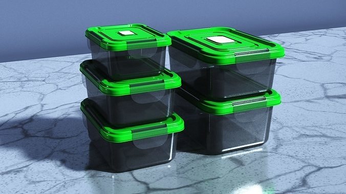 Food Storage Container Low-poly 3D model 2