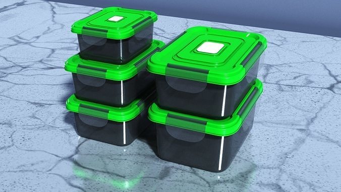 Food Storage Container Low-poly 3D model 4