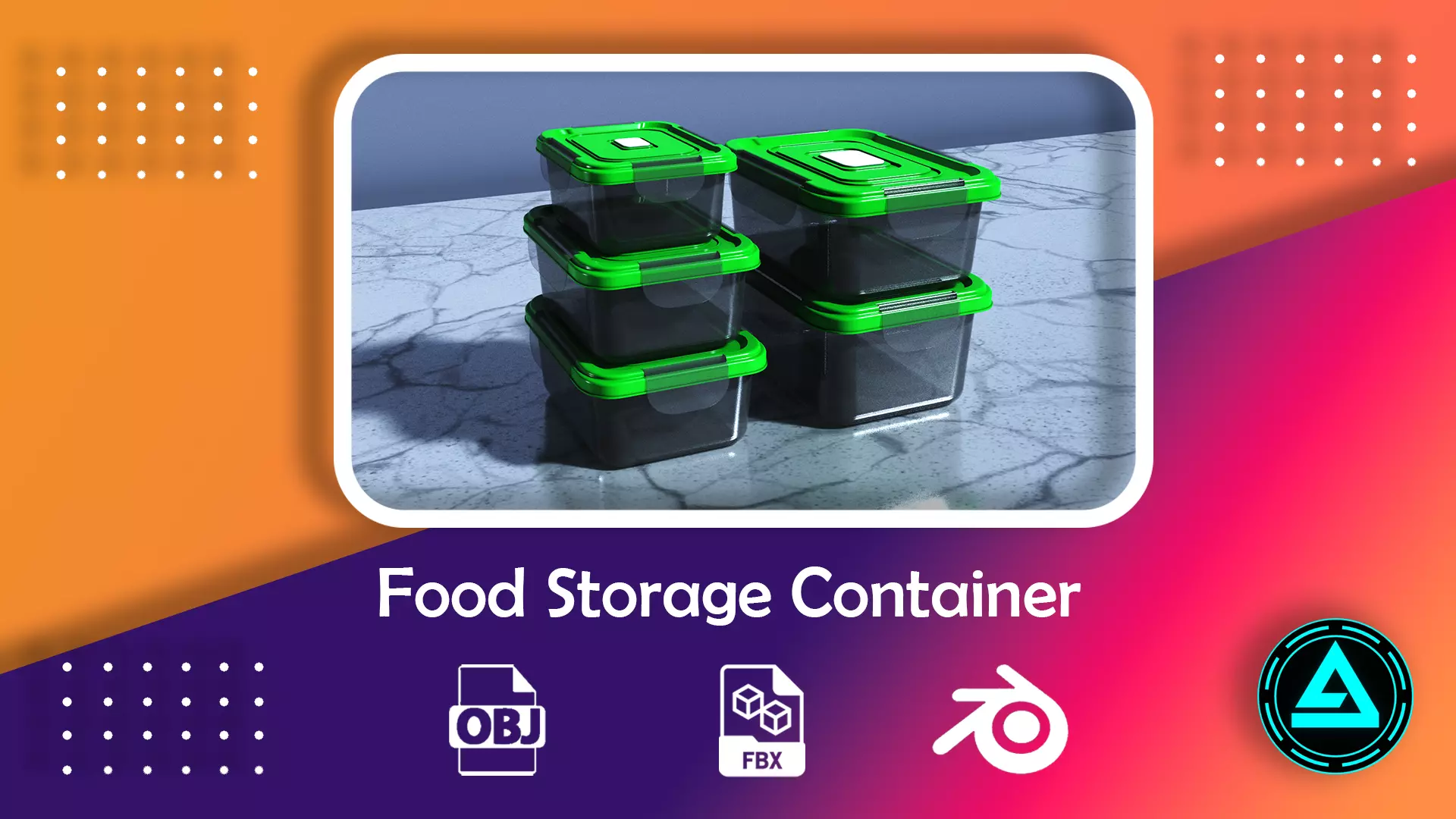 Food Storage Container Low-poly 3D model_0