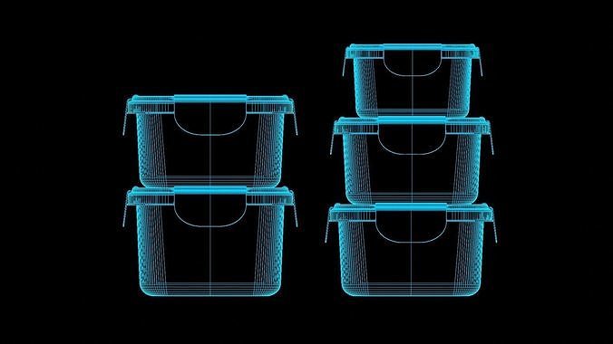 Food Storage Container Low-poly 3D model 5