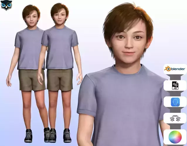 Mehal - Realistic Child Ready kids Low-poly 3D model