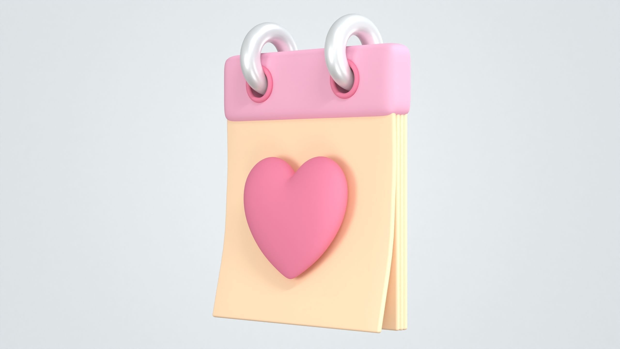 Calendar with Heart 3D Icon 3D model_3