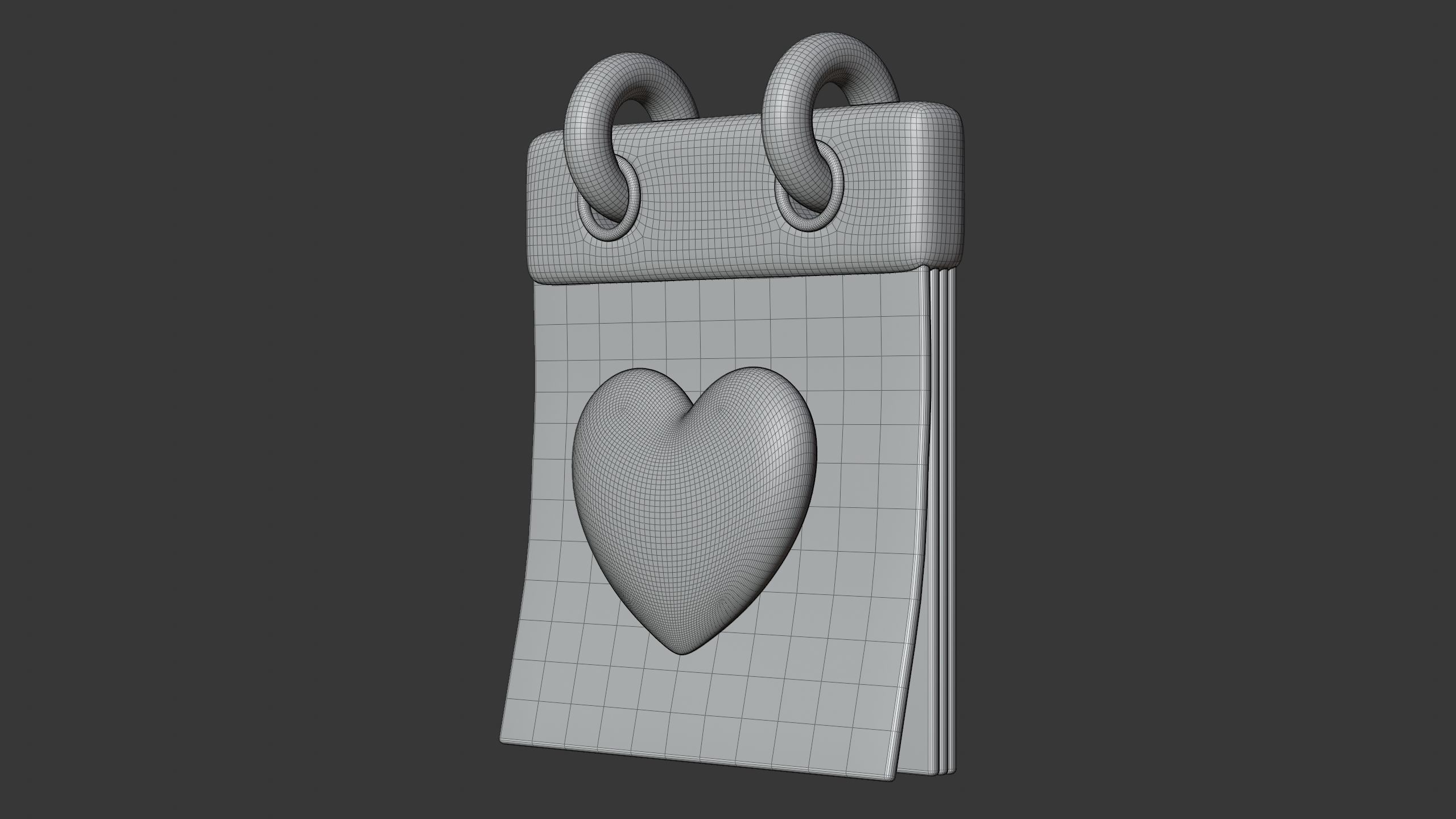 Calendar with Heart 3D Icon 3D model_8