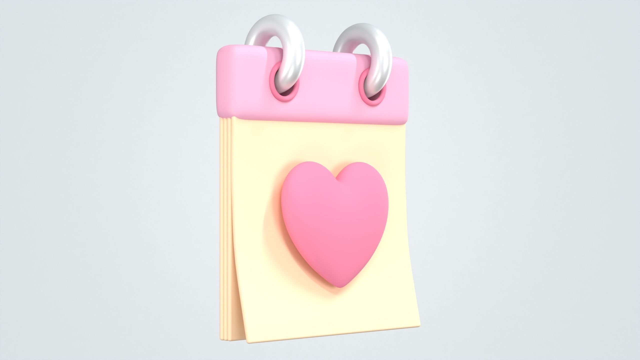Calendar with Heart 3D Icon 3D model_2