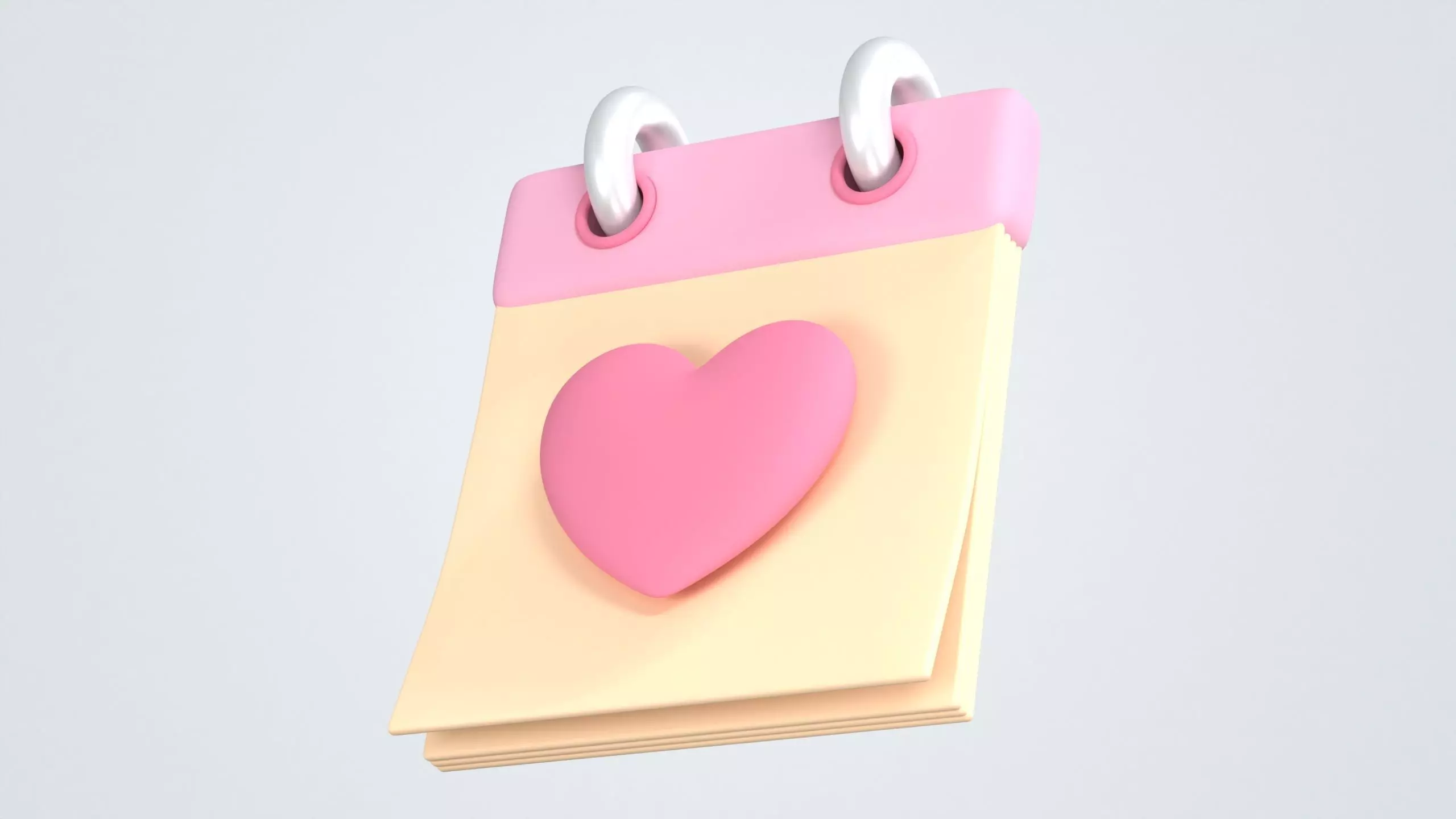 Calendar with Heart 3D Icon 3D model_0