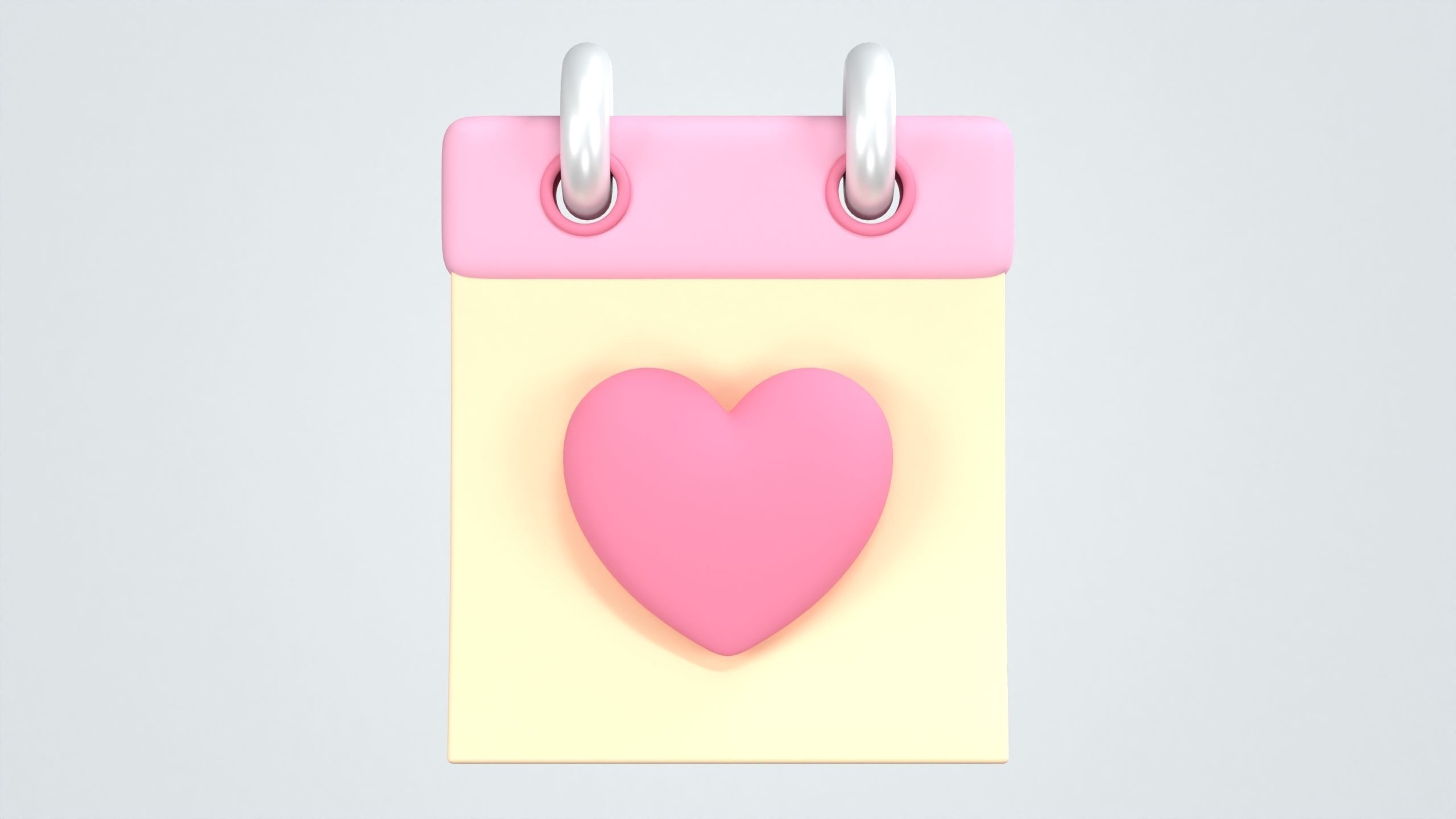 Calendar with Heart 3D Icon 3D model_1