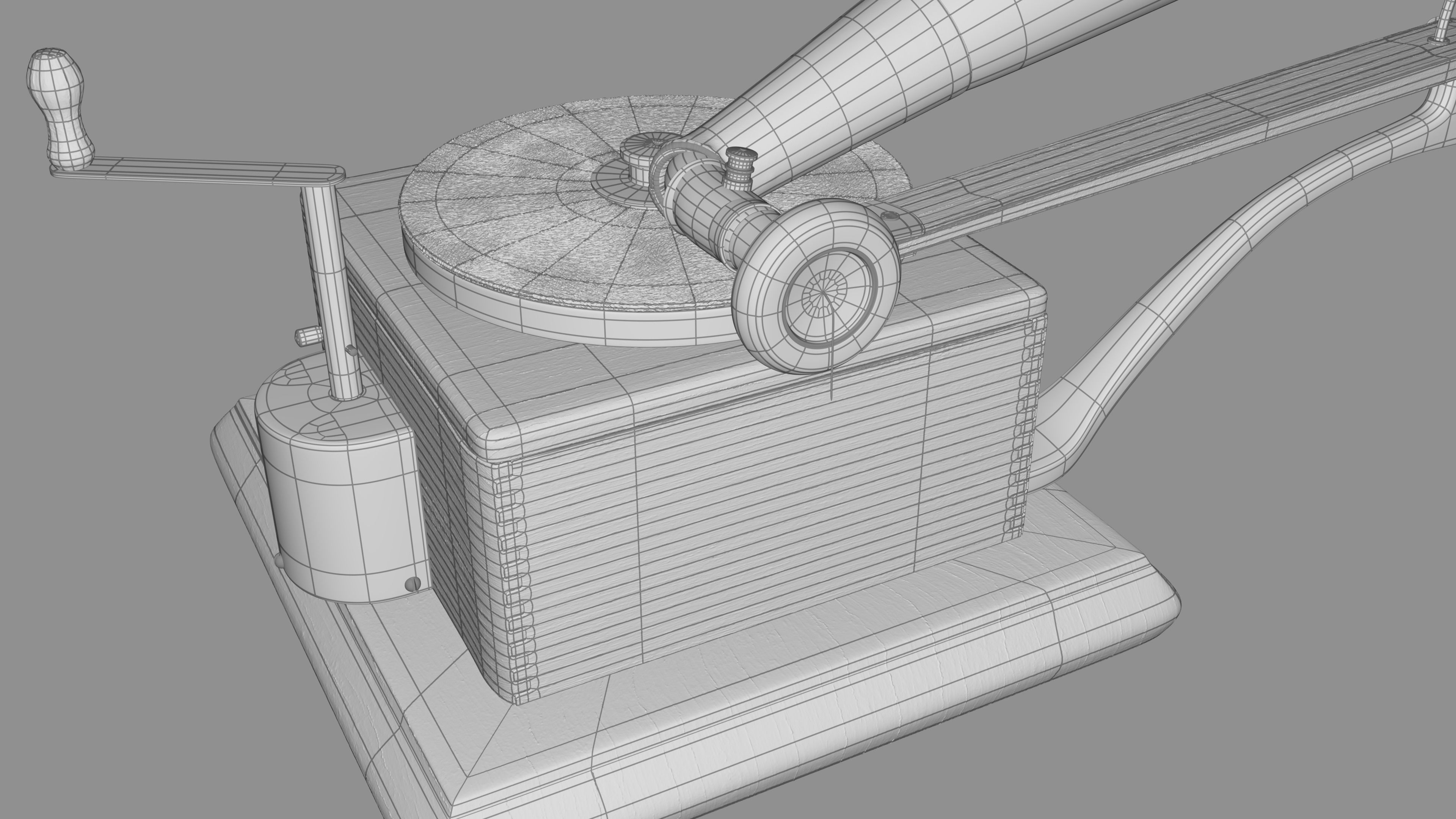 Old Gramophone Record player Phonograph Turntable 3D model_5