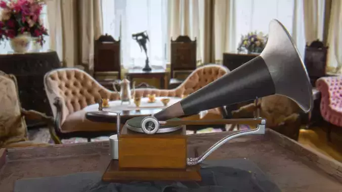 Old Gramophone Record player Phonograph Turntable 3D model