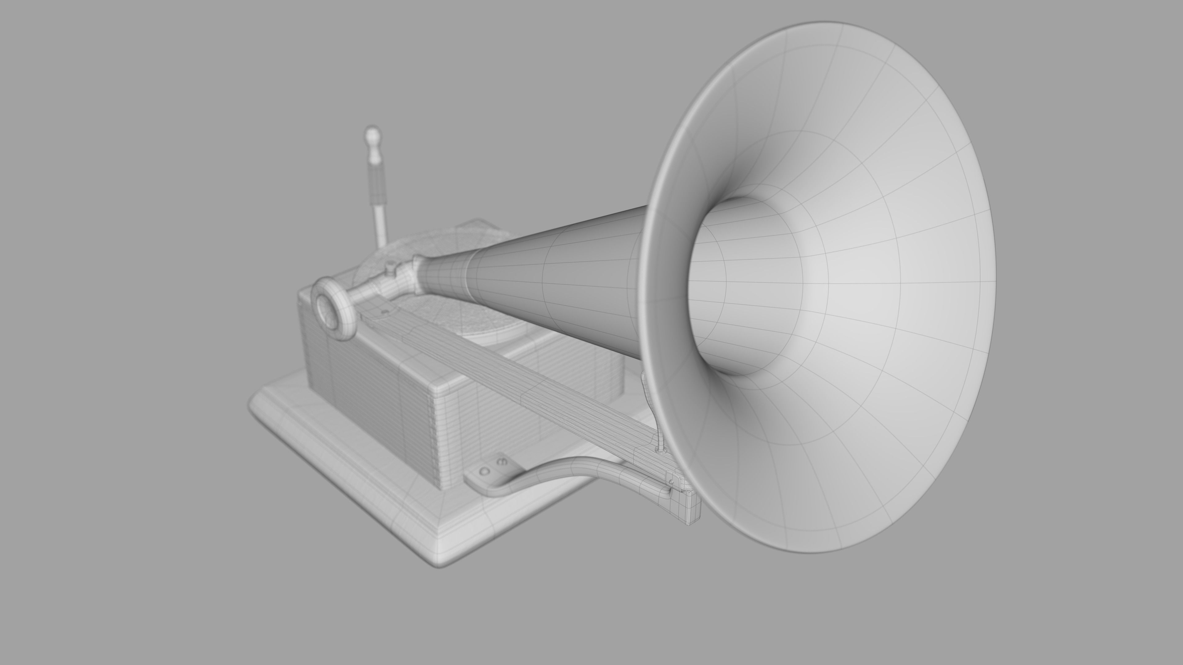 Old Gramophone Record player Phonograph Turntable 3D model_4