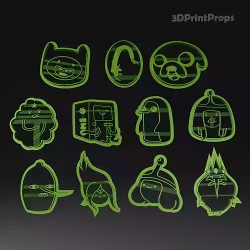 Adventure time cookie cutters set 3D print model