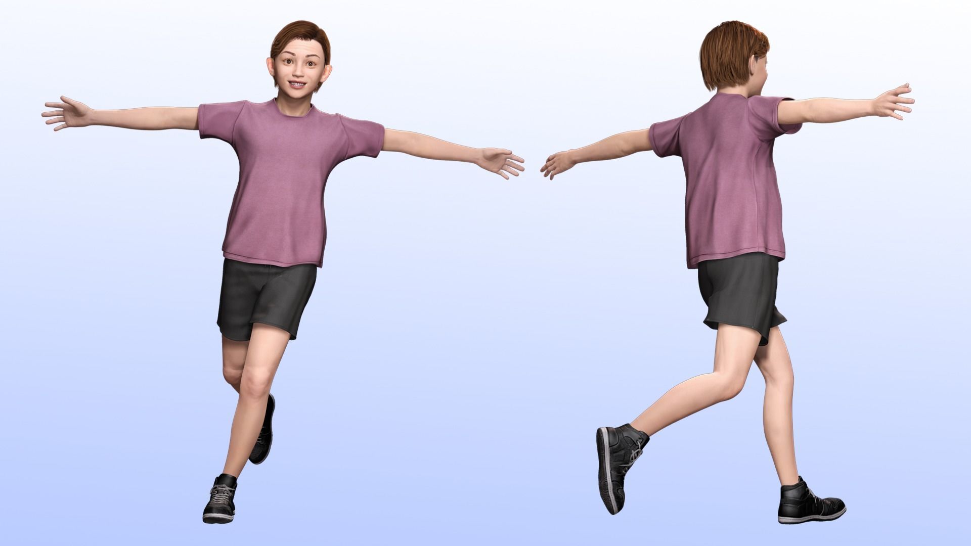 Sonu - Realistic Child with beautiful smile kid Low-poly 3D model_2