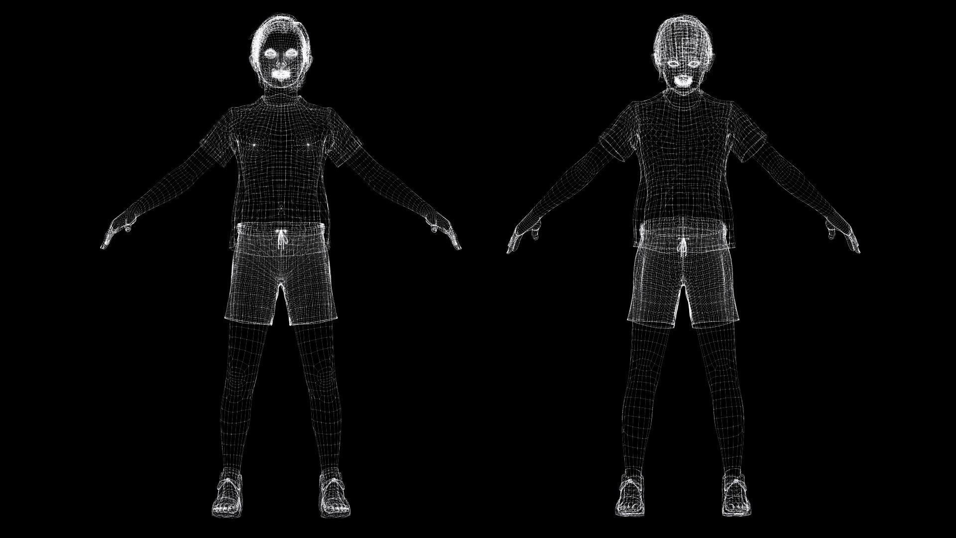 Sonu - Realistic Child with beautiful smile kid Low-poly 3D model_11