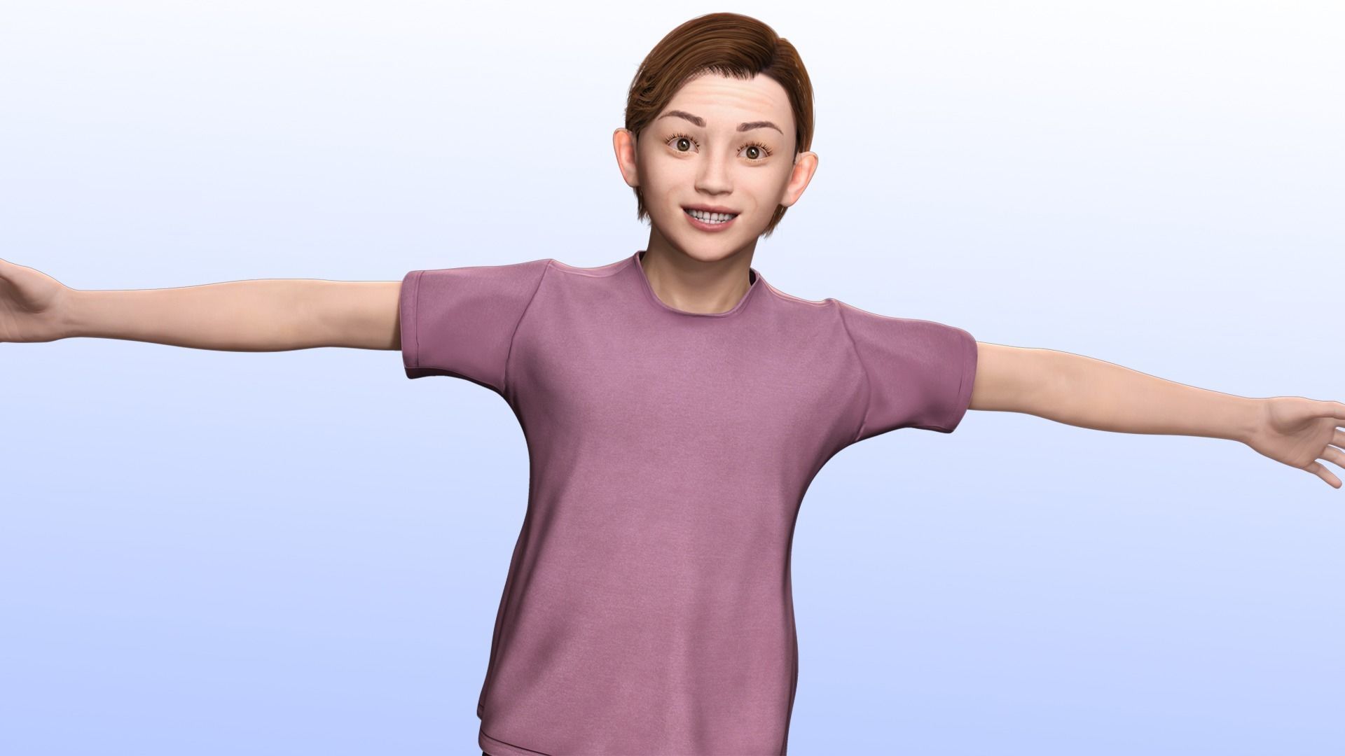 Sonu - Realistic Child with beautiful smile kid Low-poly 3D model_9