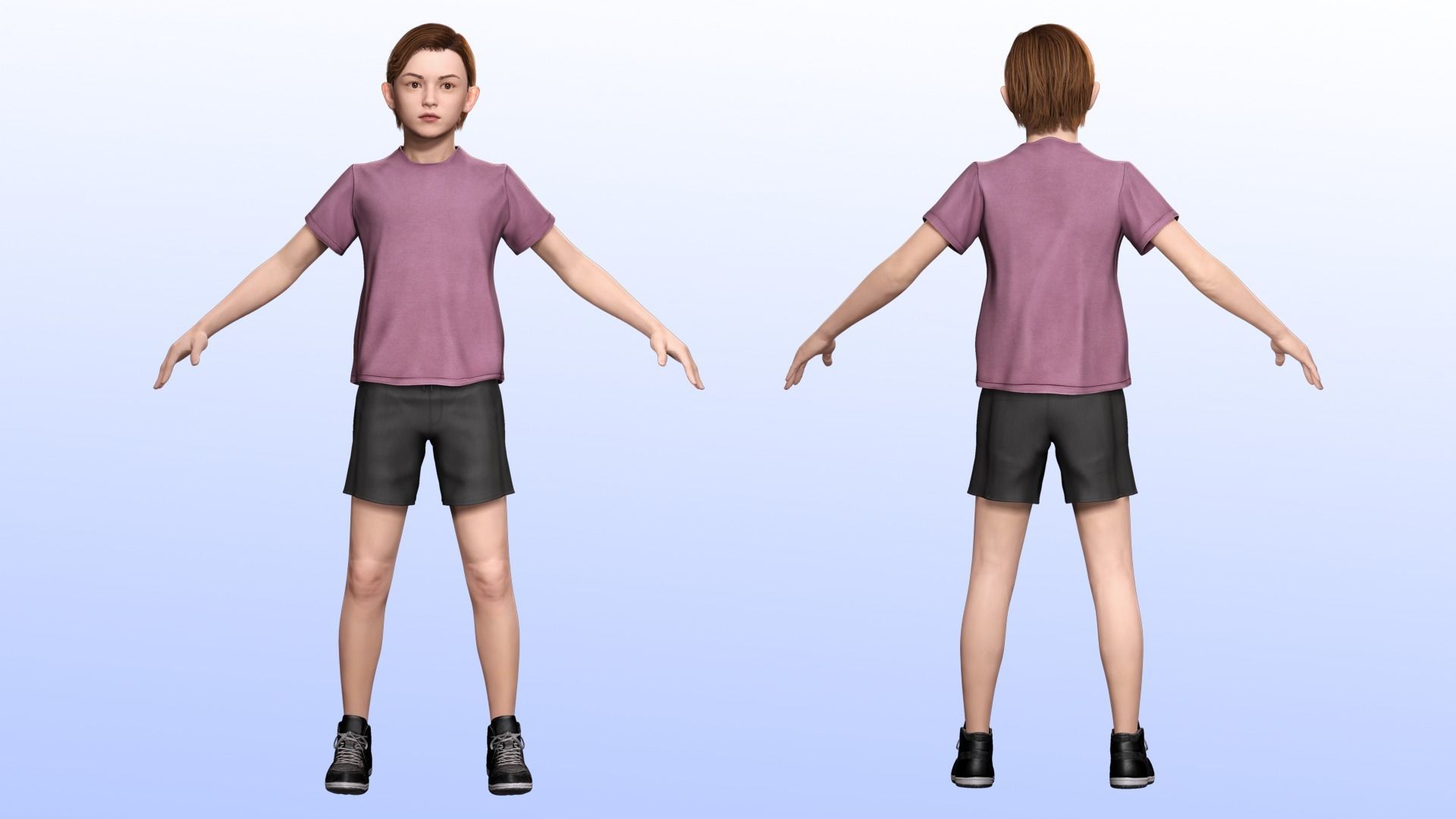 Sonu - Realistic Child with beautiful smile kid Low-poly 3D model_3