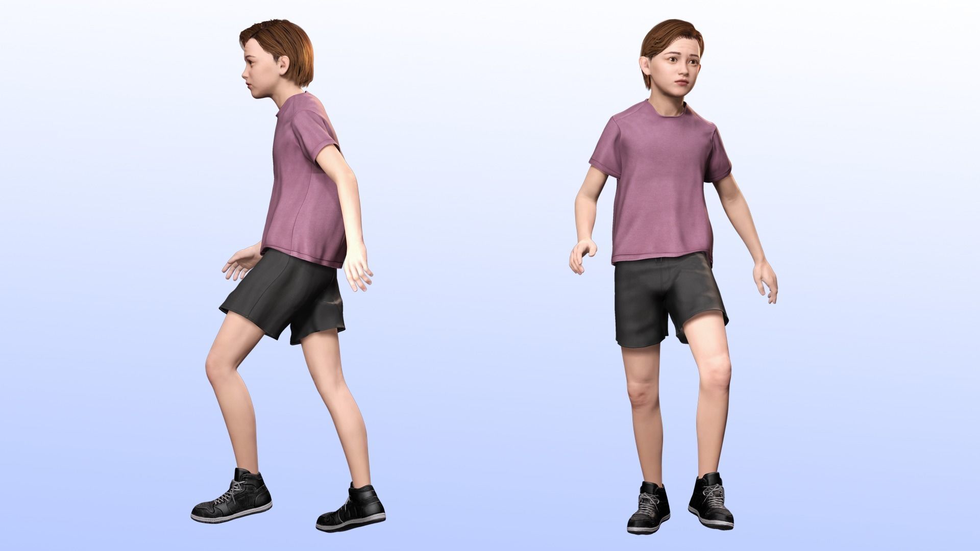 Sonu - Realistic Child with beautiful smile kid Low-poly 3D model_4