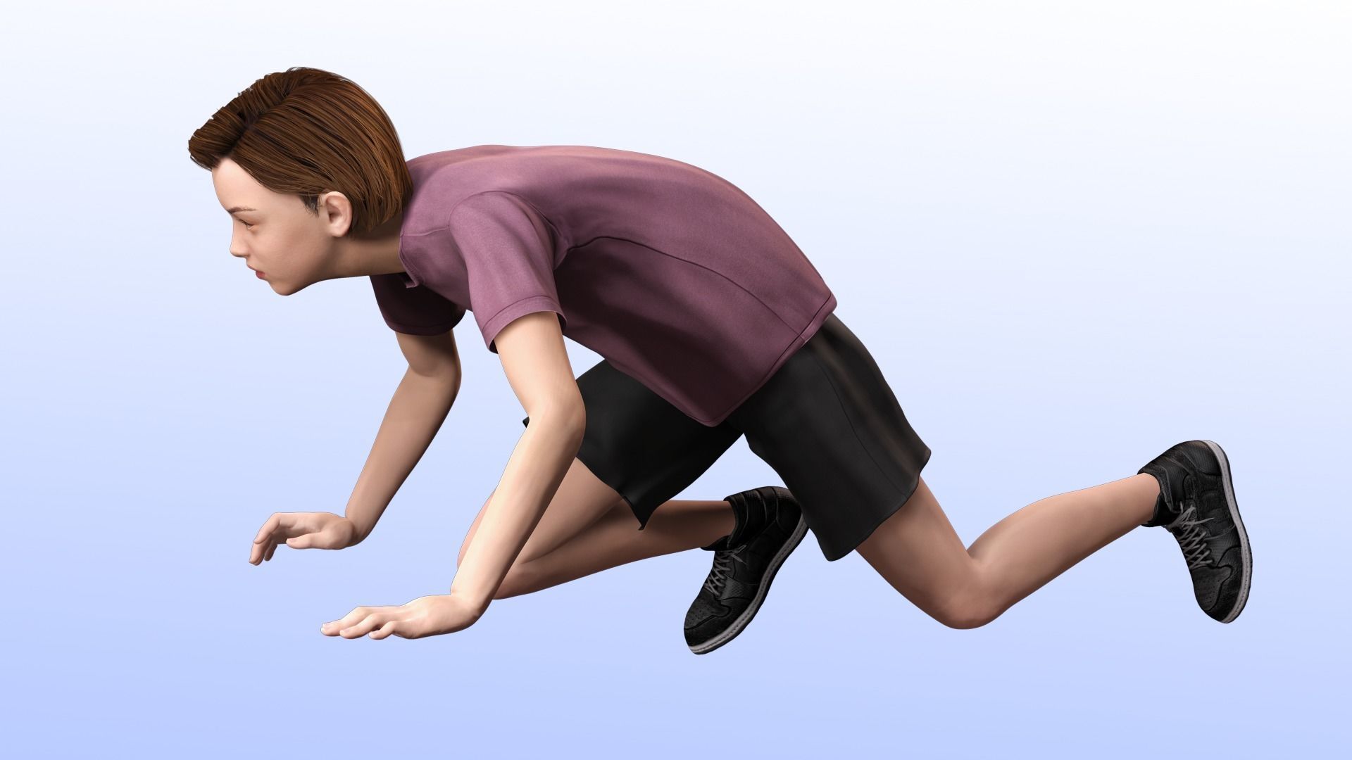 Sonu - Realistic Child with beautiful smile kid Low-poly 3D model_5