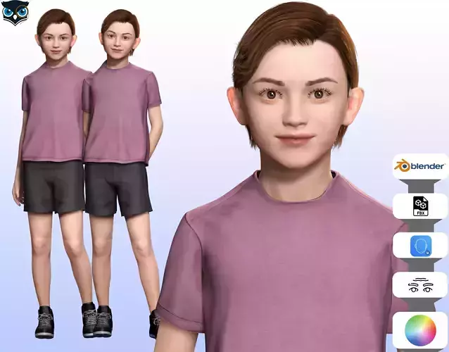 Sonu - Realistic Child with beautiful smile kid Low-poly 3D model