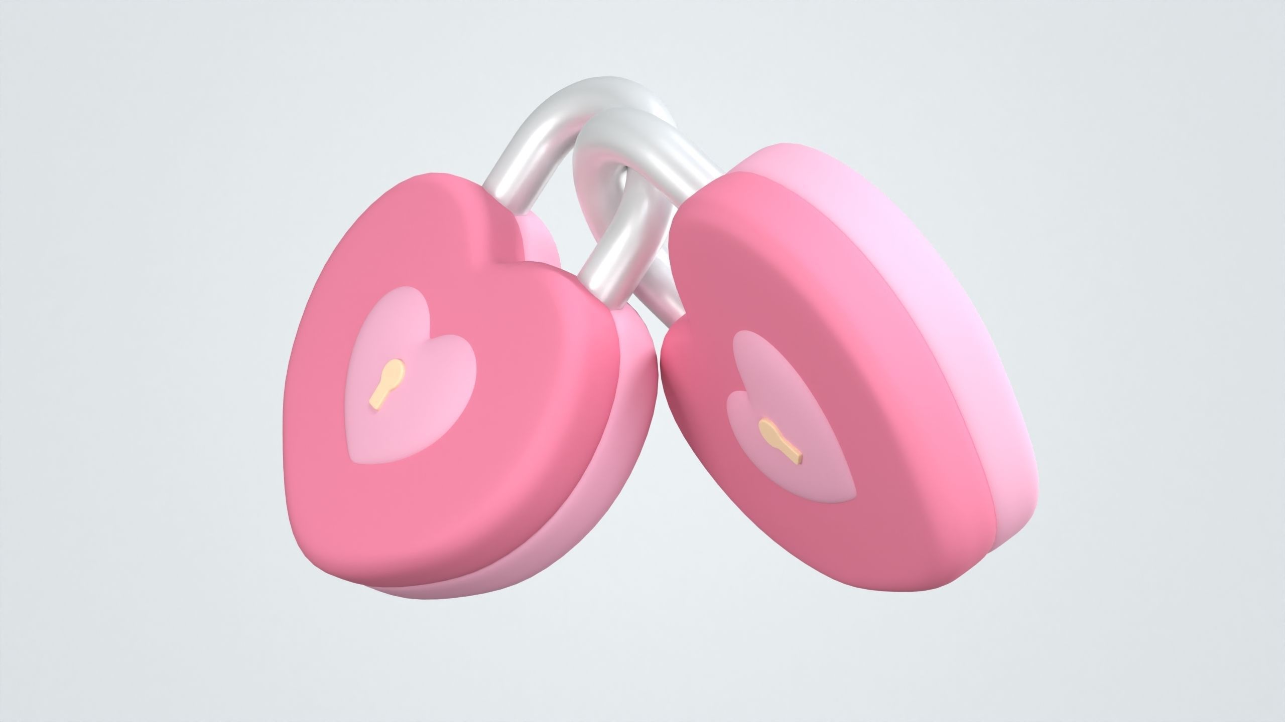Heart Padlock 3D Icon 3D model_2