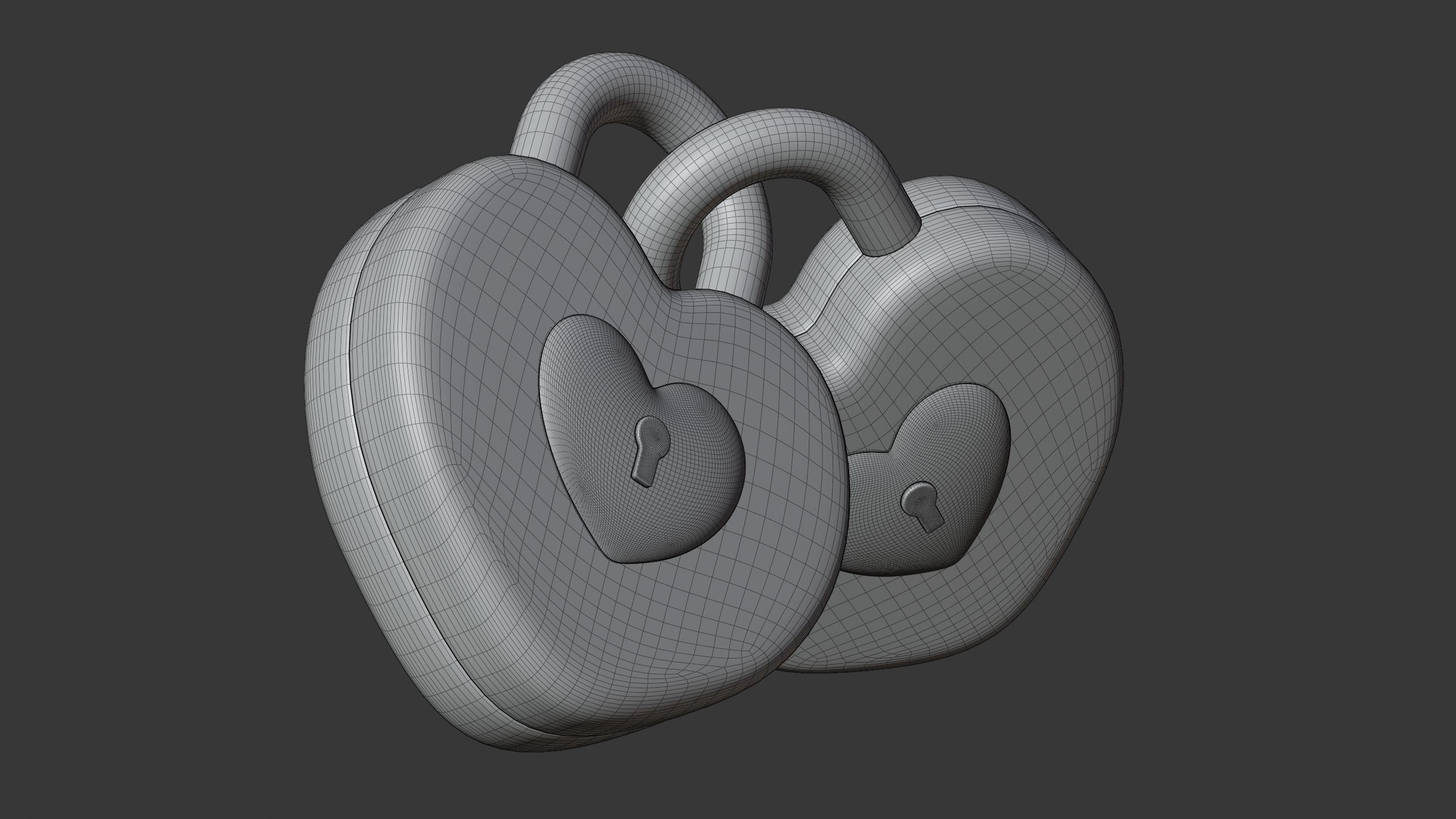 Heart Padlock 3D Icon 3D model_8