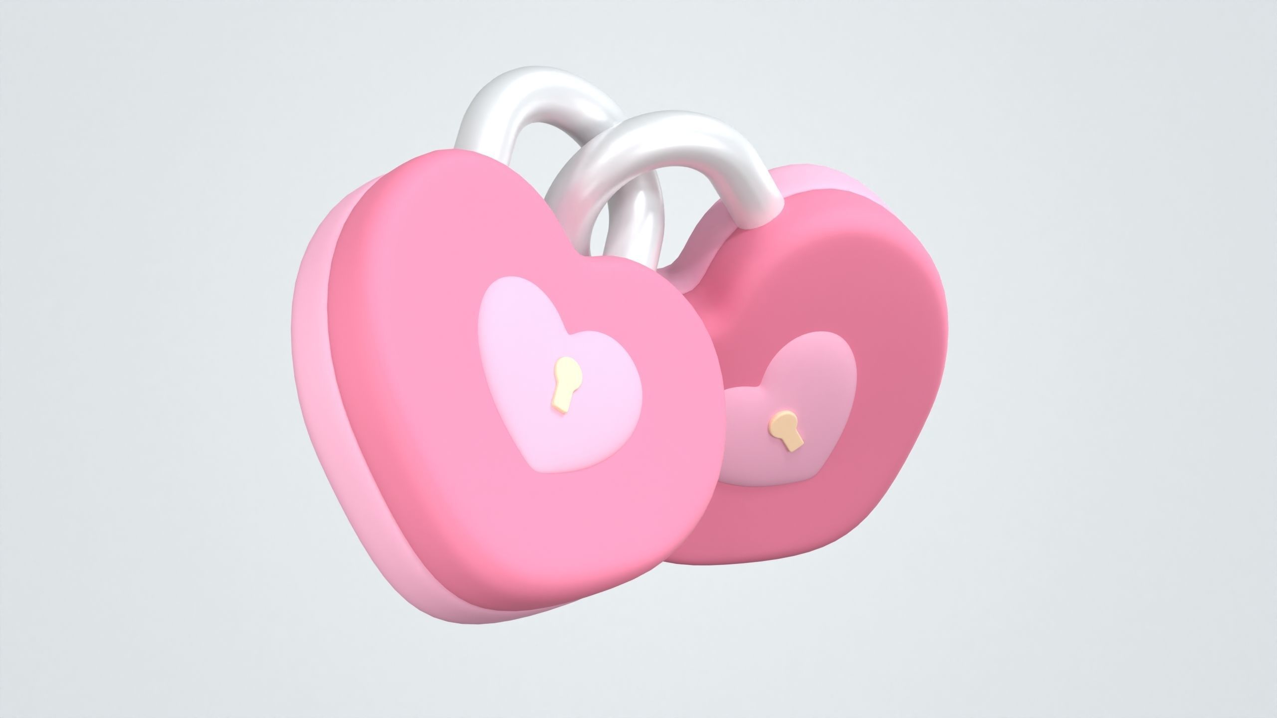 Heart Padlock 3D Icon 3D model_1