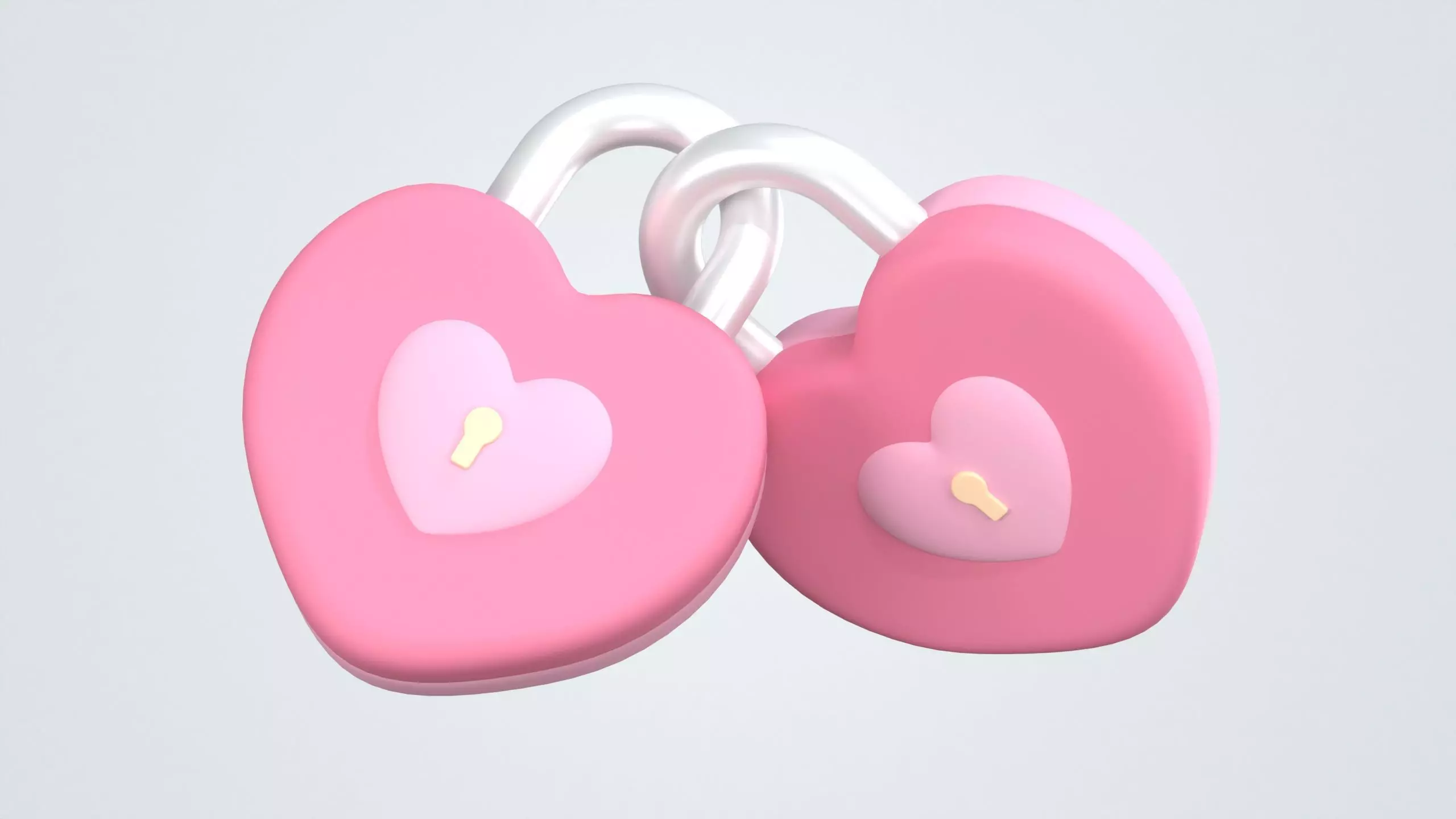 Heart Padlock 3D Icon 3D model_0