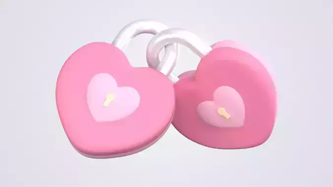 Heart Padlock 3D Icon 3D model