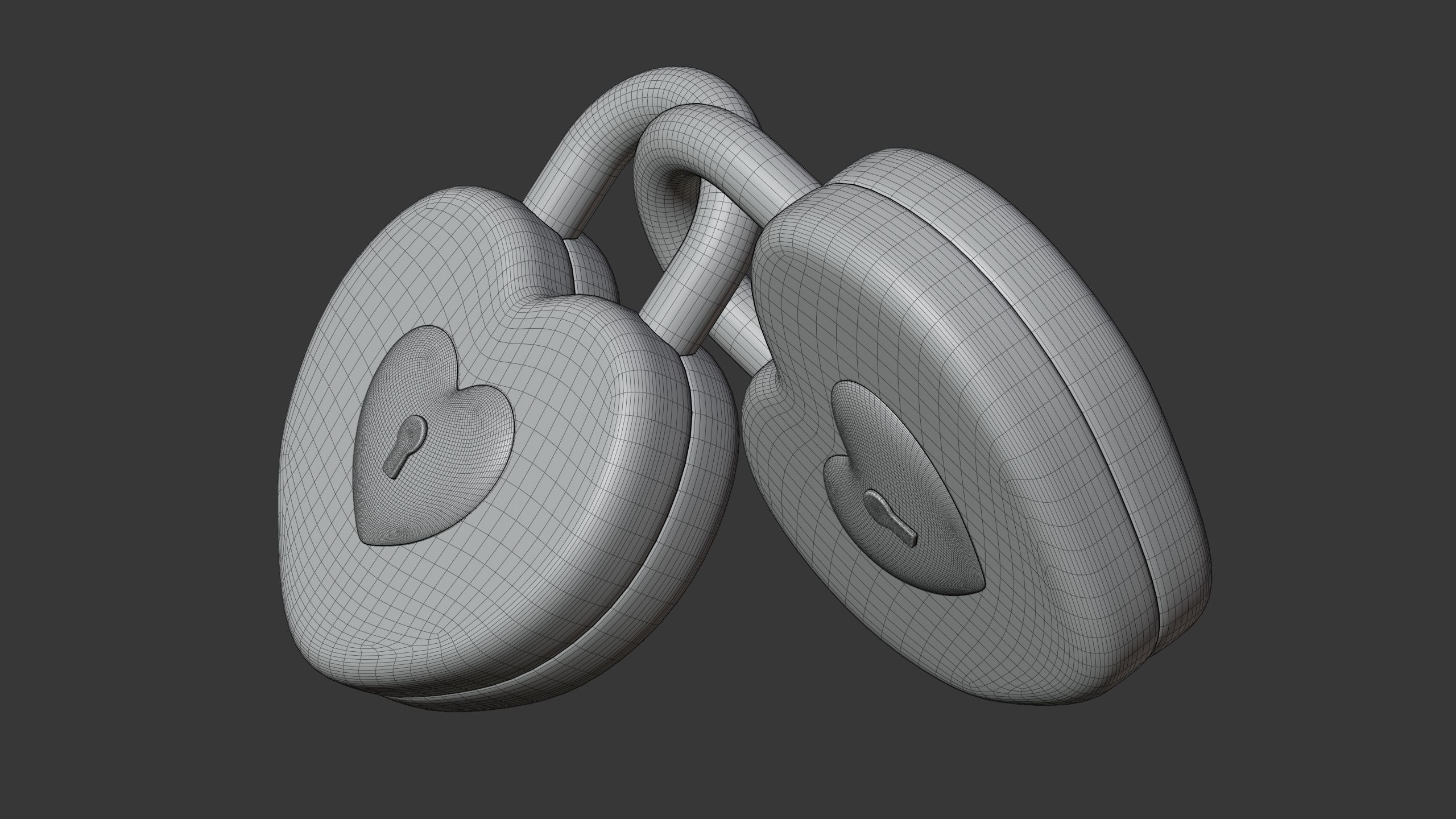 Heart Padlock 3D Icon 3D model_9