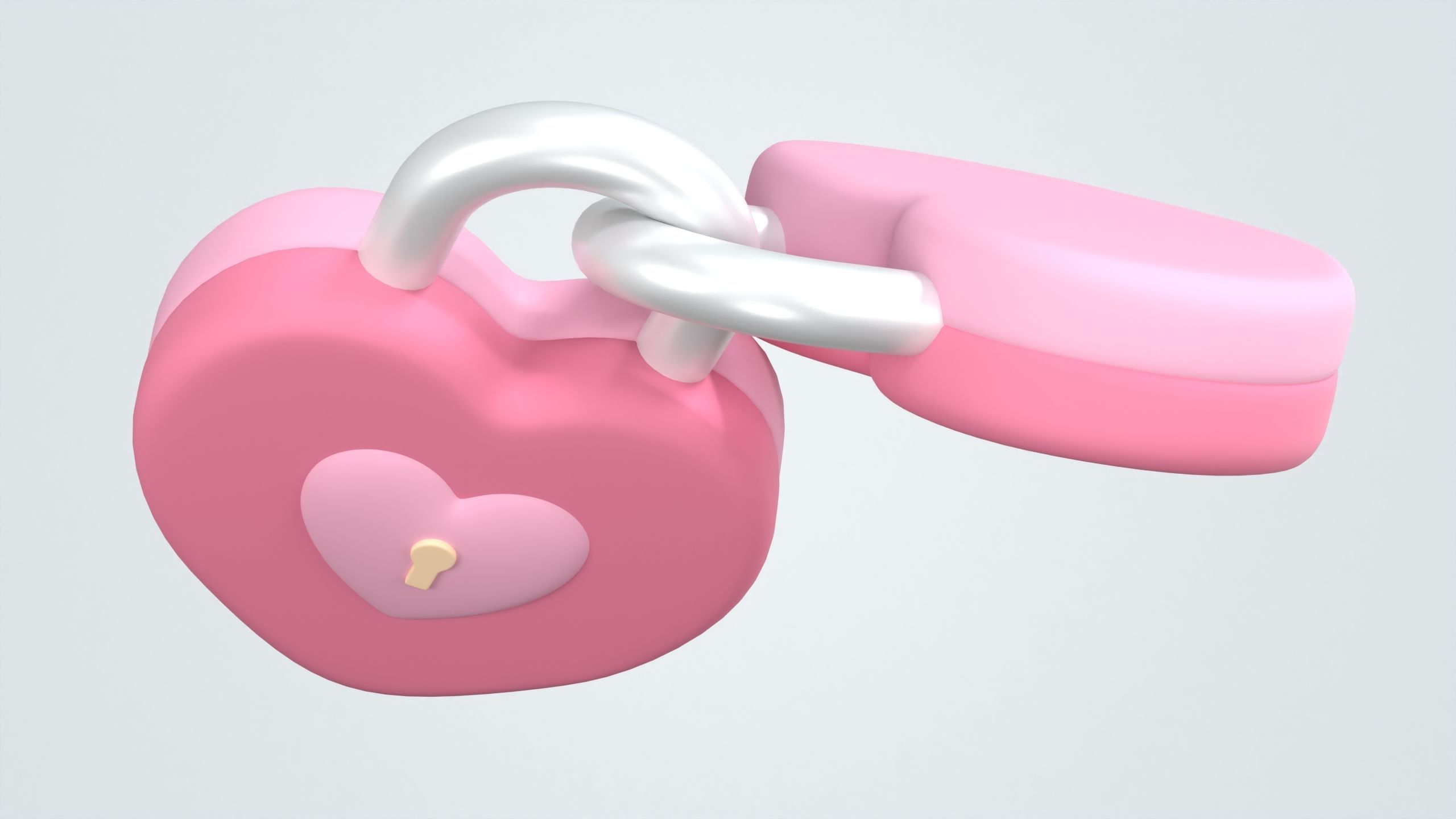 Heart Padlock 3D Icon 3D model_5
