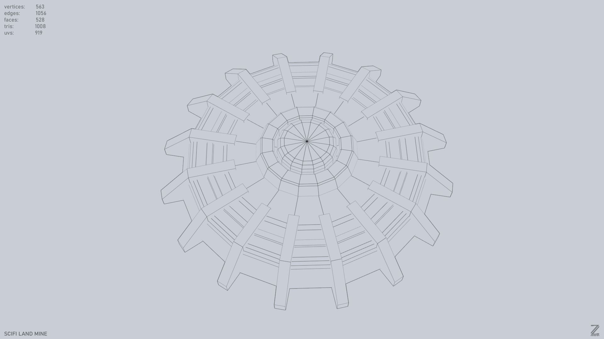 Sci fi land mine Low-poly 3D model_9