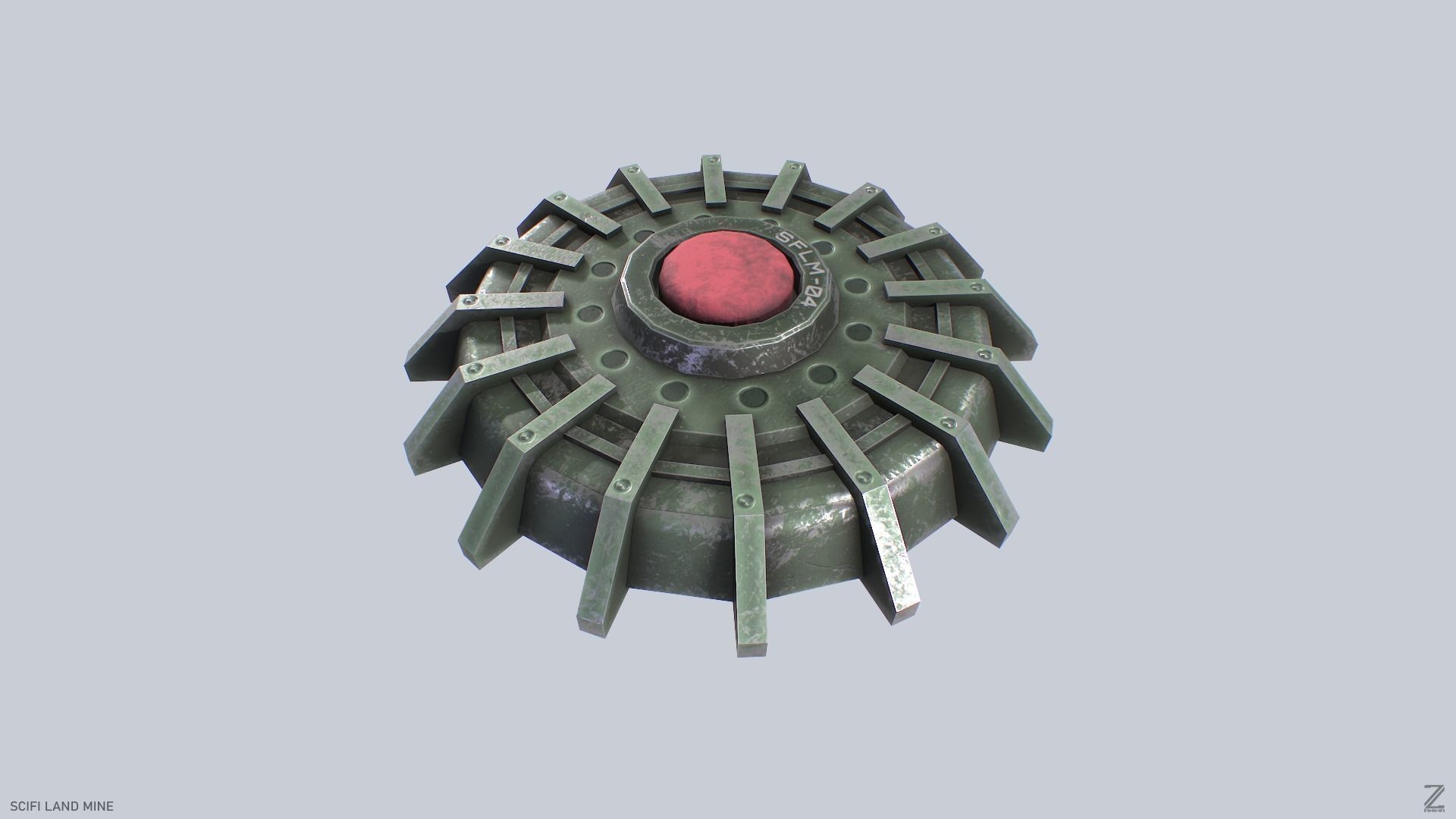 Sci fi land mine Low-poly 3D model_8