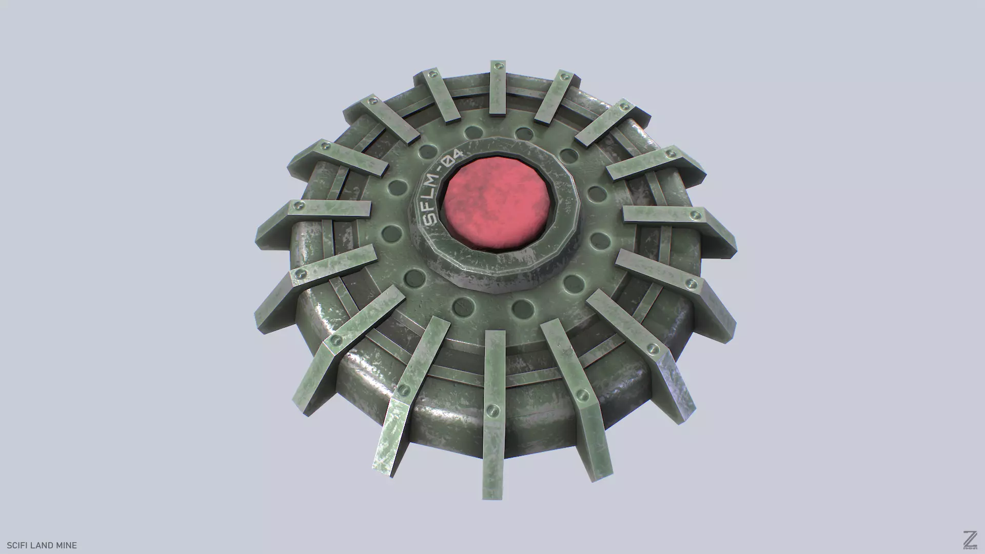 Sci fi land mine Low-poly 3D model_0