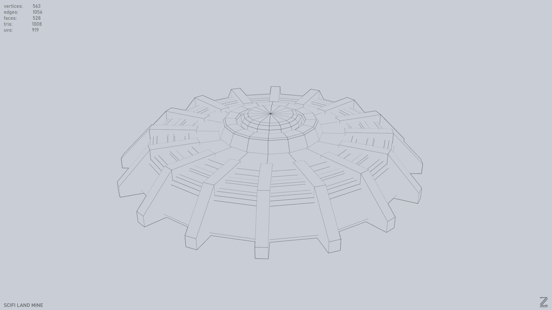 Sci fi land mine Low-poly 3D model_11