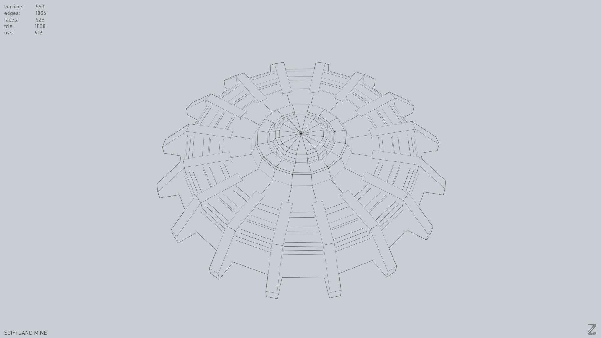 Sci fi land mine Low-poly 3D model_14