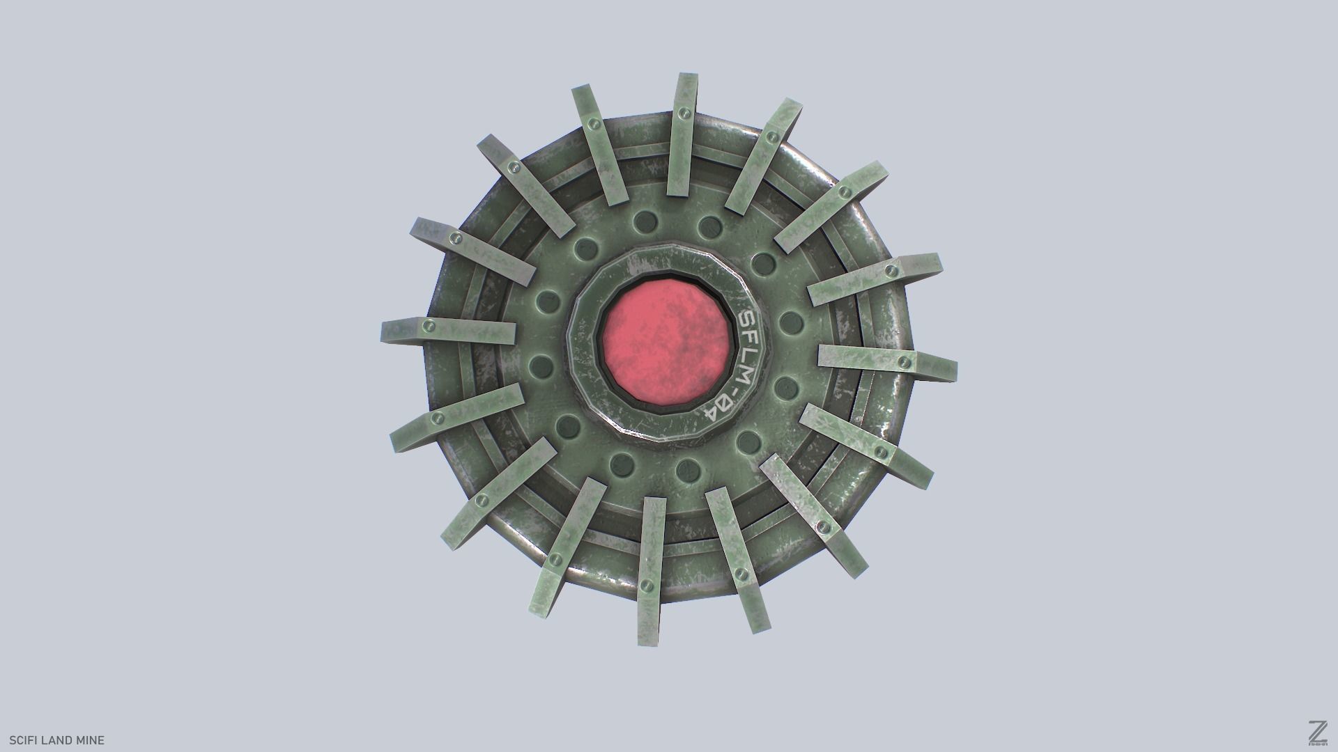 Sci fi land mine Low-poly 3D model_7