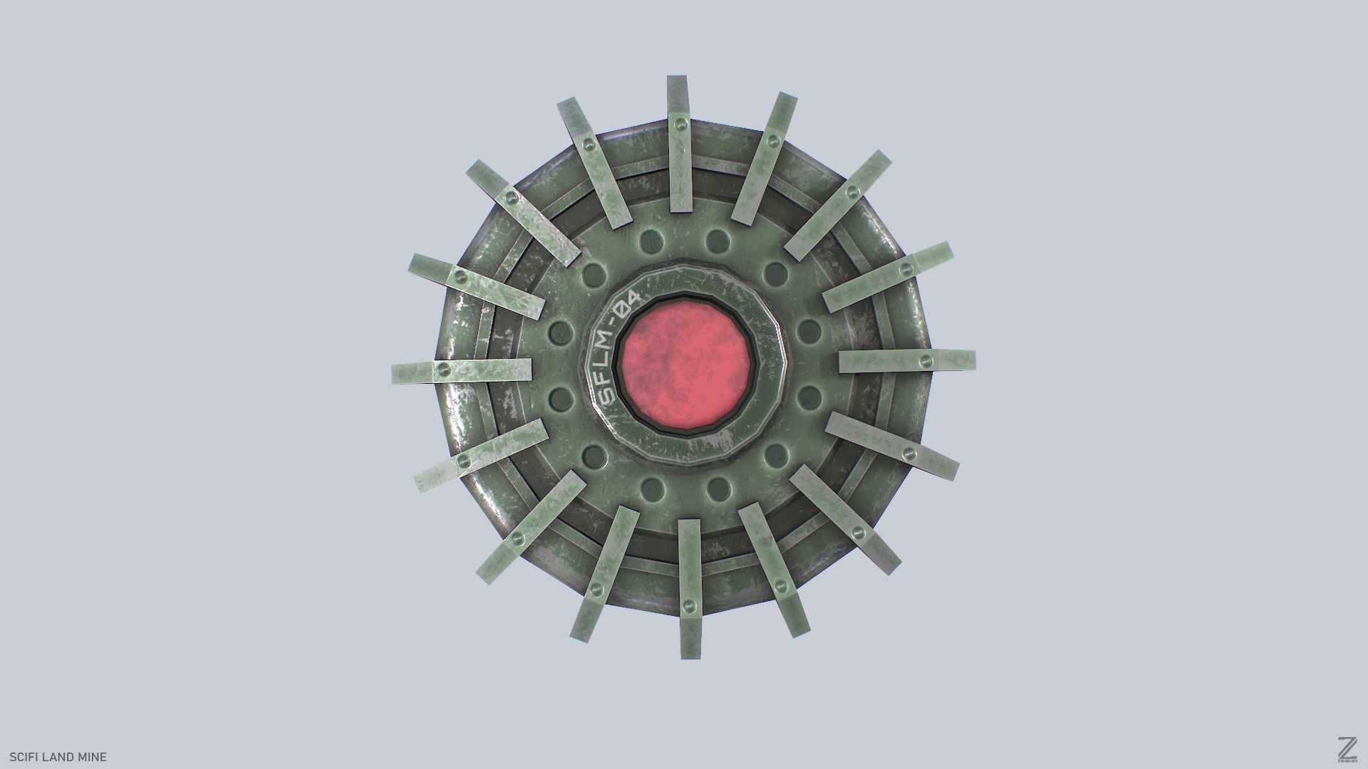 Sci fi land mine Low-poly 3D model_2