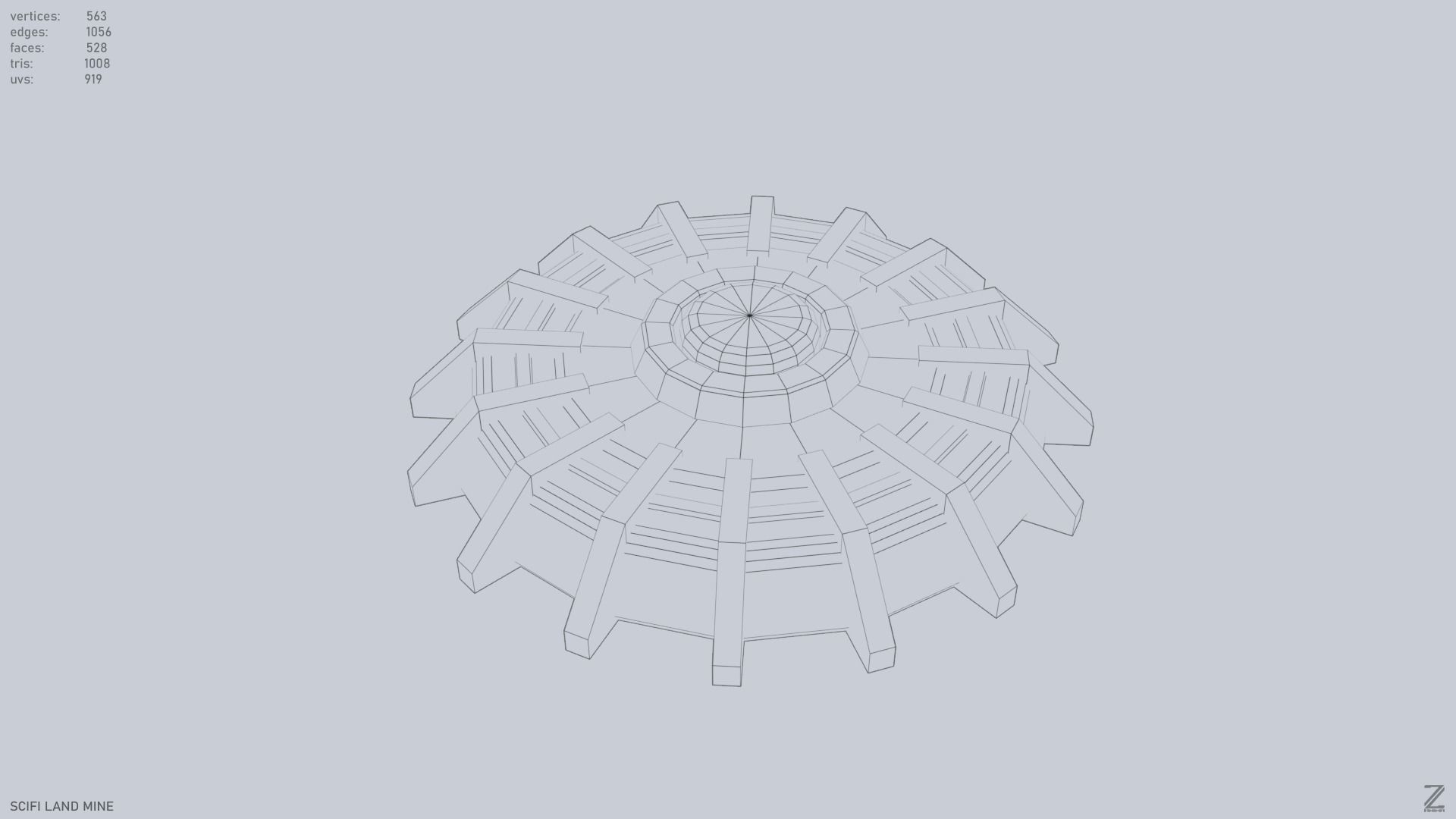 Sci fi land mine Low-poly 3D model_13