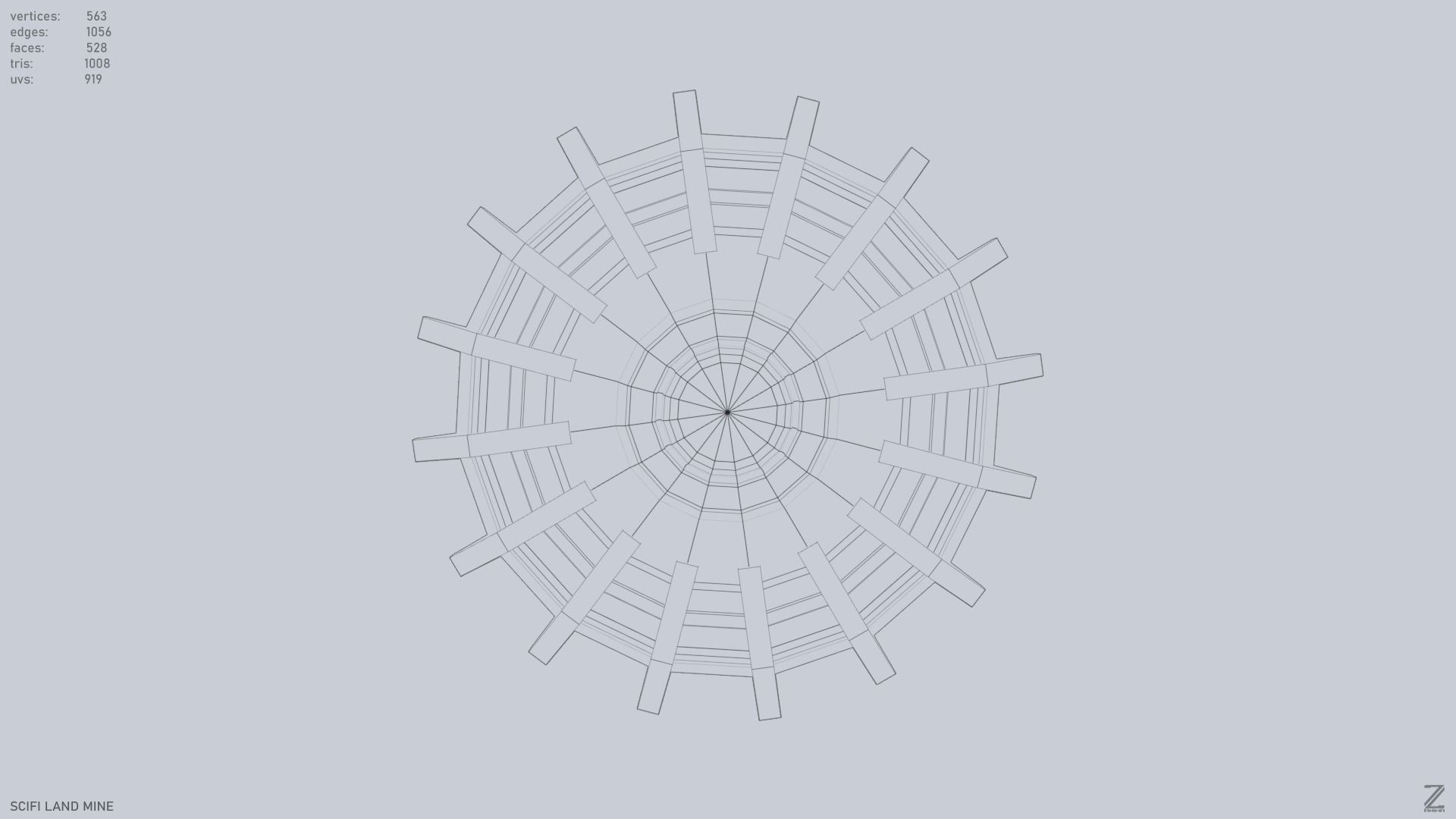 Sci fi land mine Low-poly 3D model_15