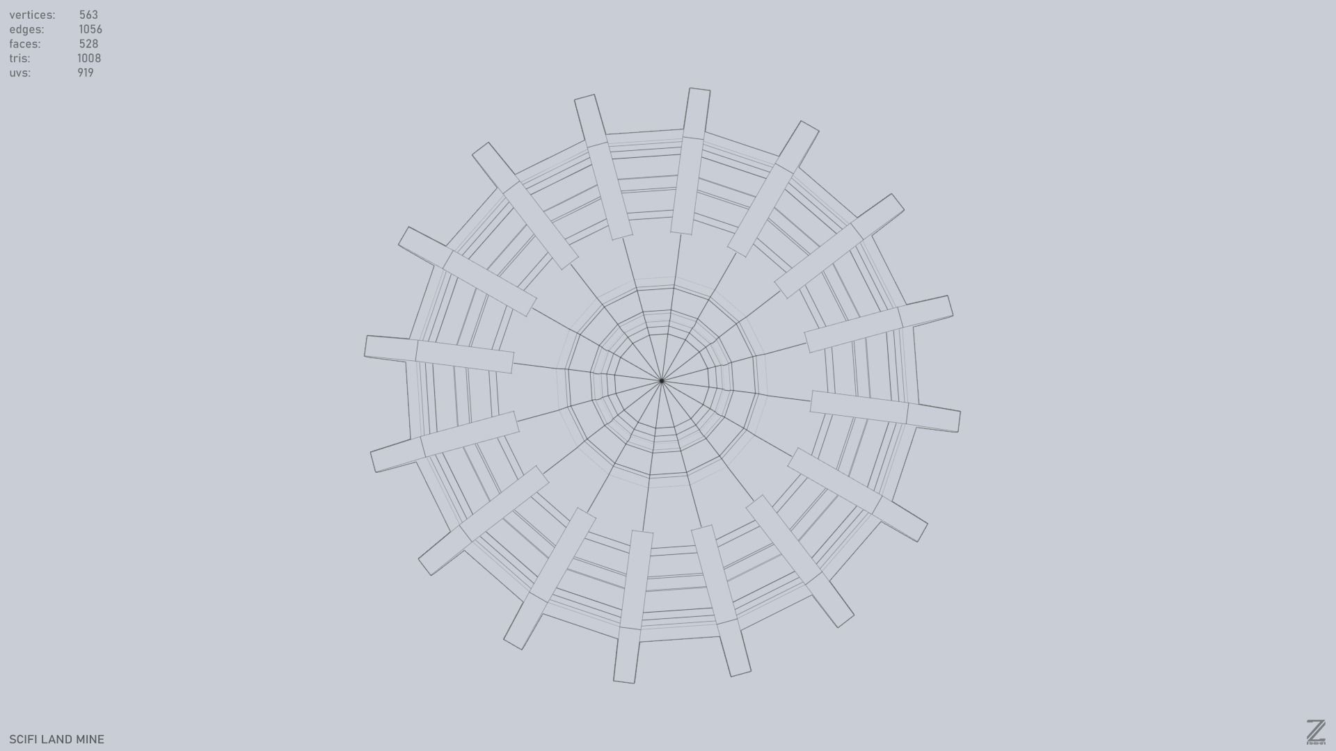 Sci fi land mine Low-poly 3D model_10