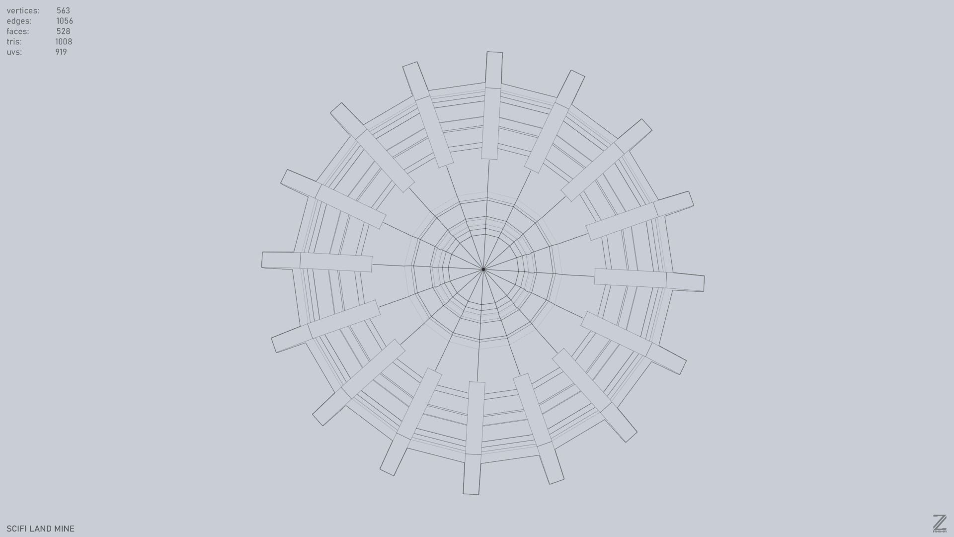 Sci fi land mine Low-poly 3D model_12