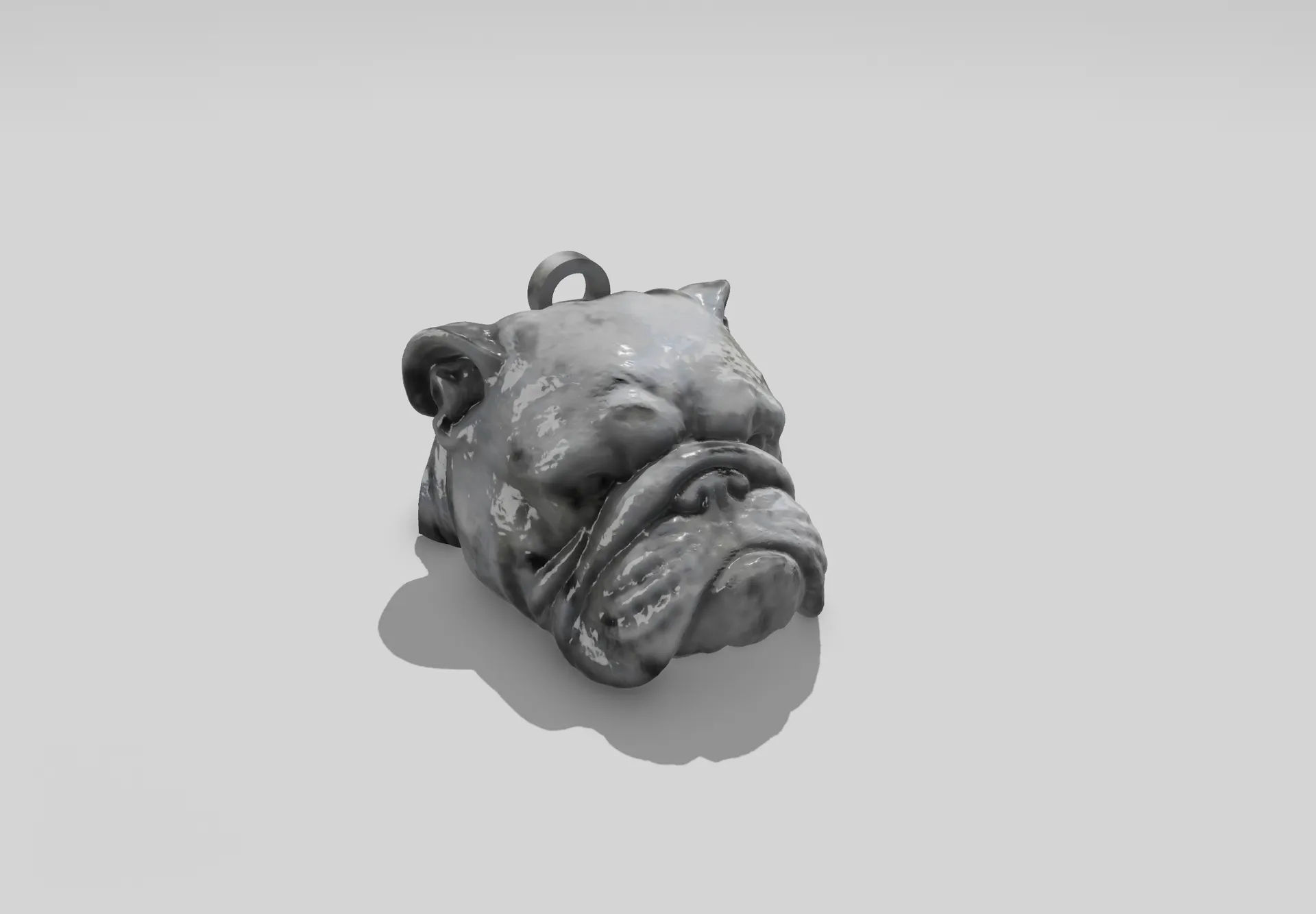 Bulldog keychain HD  3D print model_5