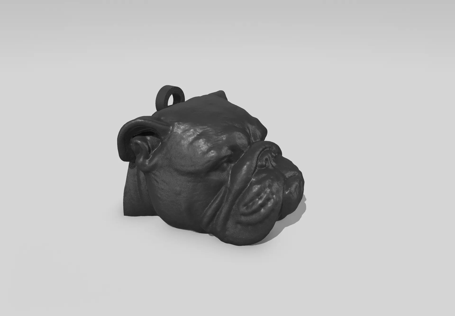 Bulldog keychain HD  3D print model_7