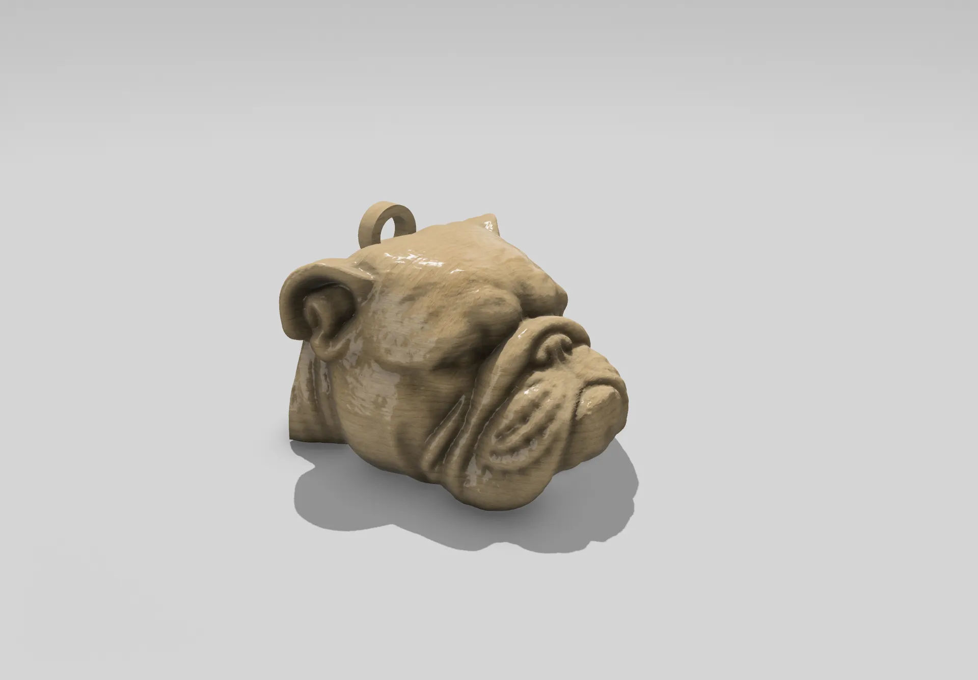 Bulldog keychain HD  3D print model_6
