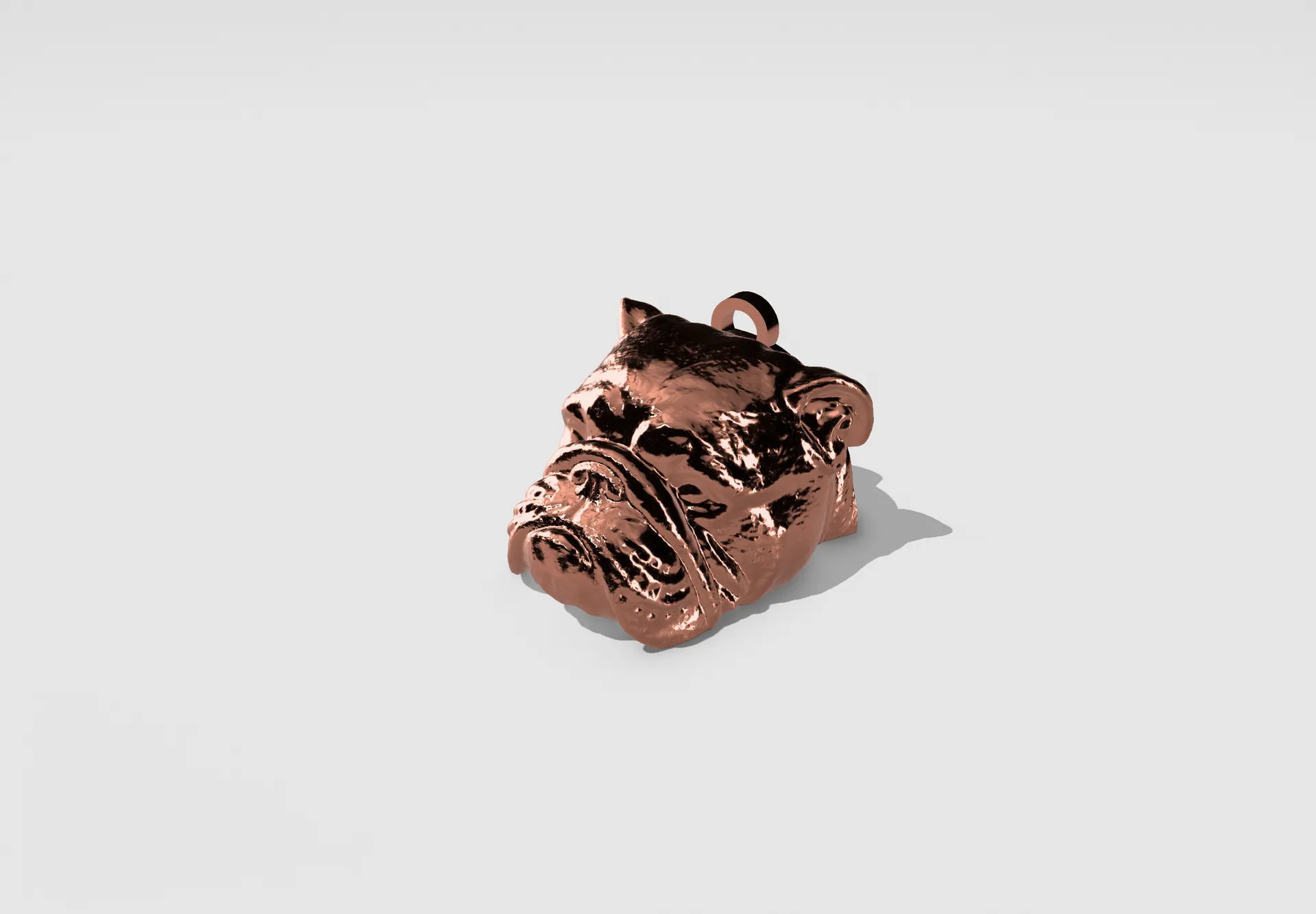Bulldog keychain HD  3D print model_3