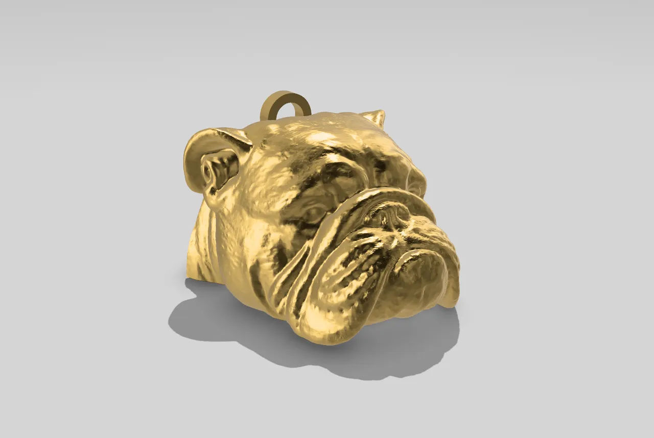Bulldog keychain HD  3D print model_4