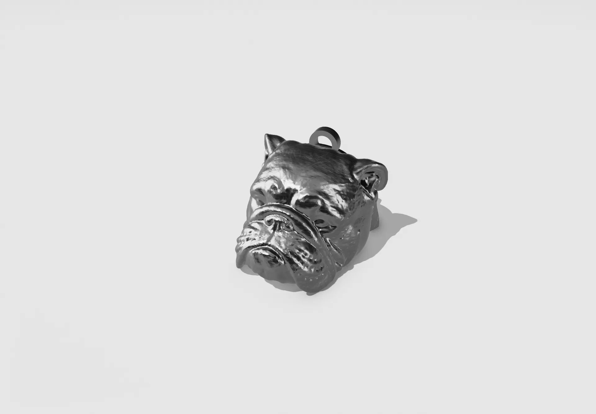 Bulldog keychain HD  3D print model_1