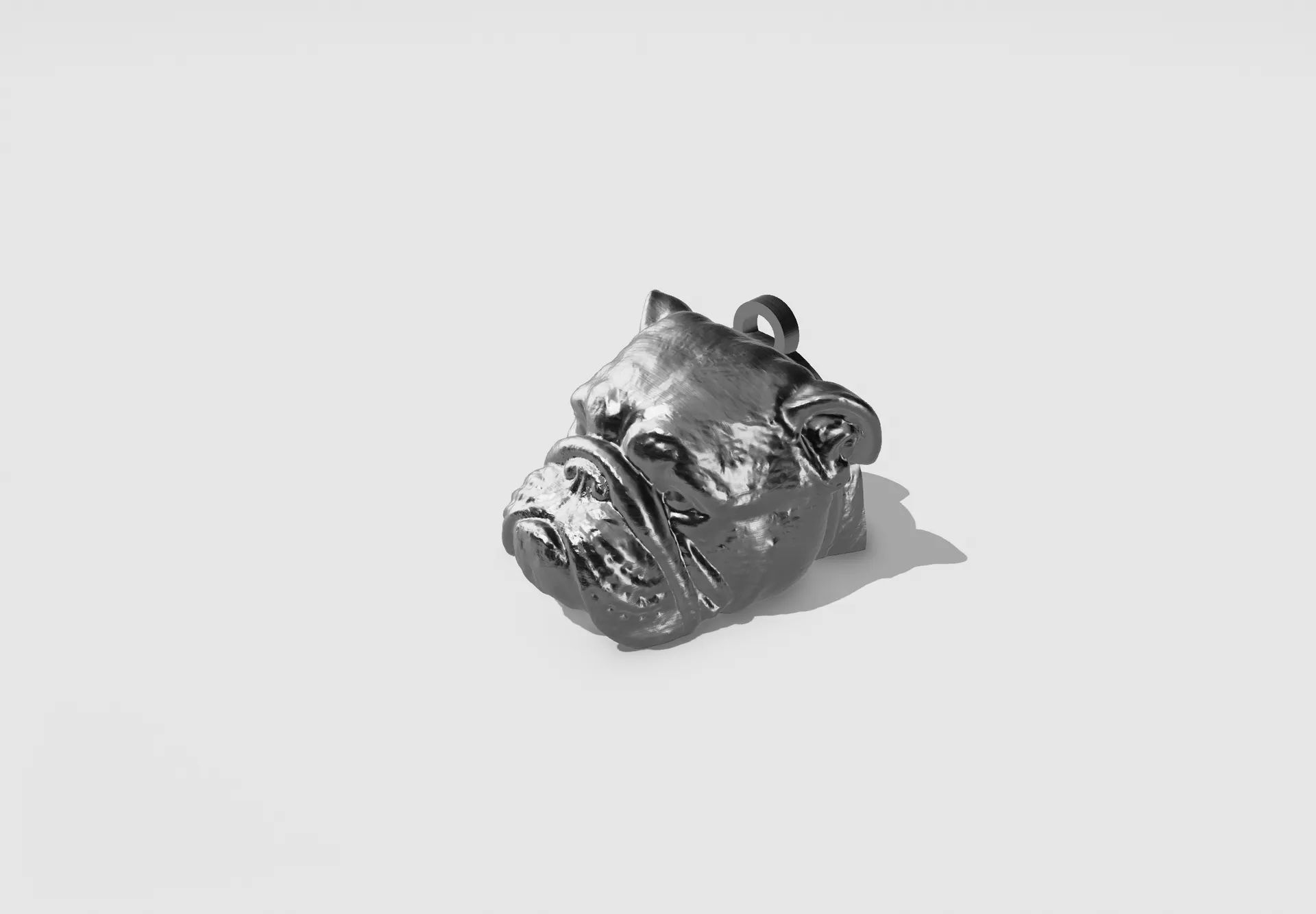 Bulldog keychain HD  3D print model_2