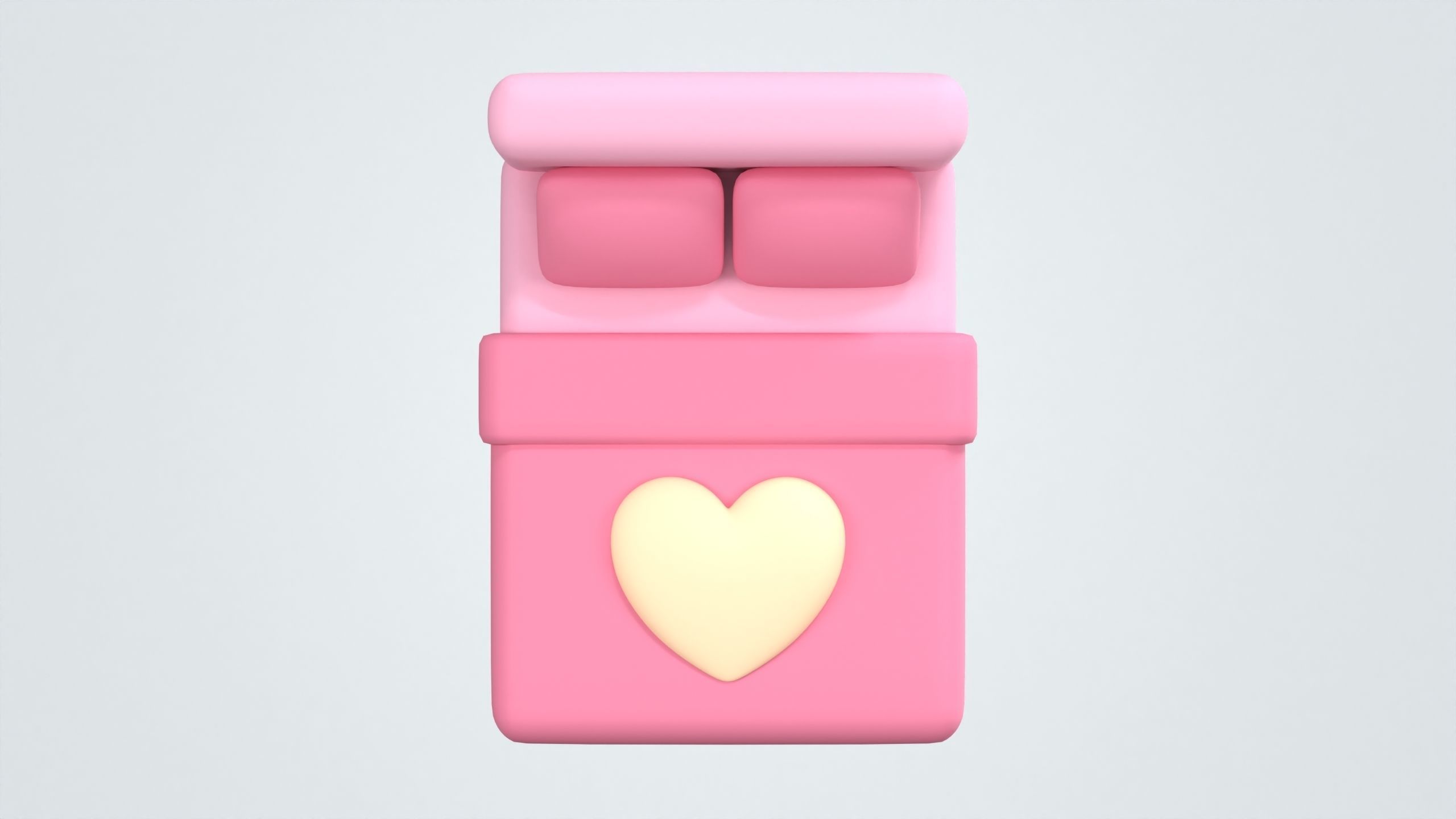 Double Bed 3D Icon 3D model_1